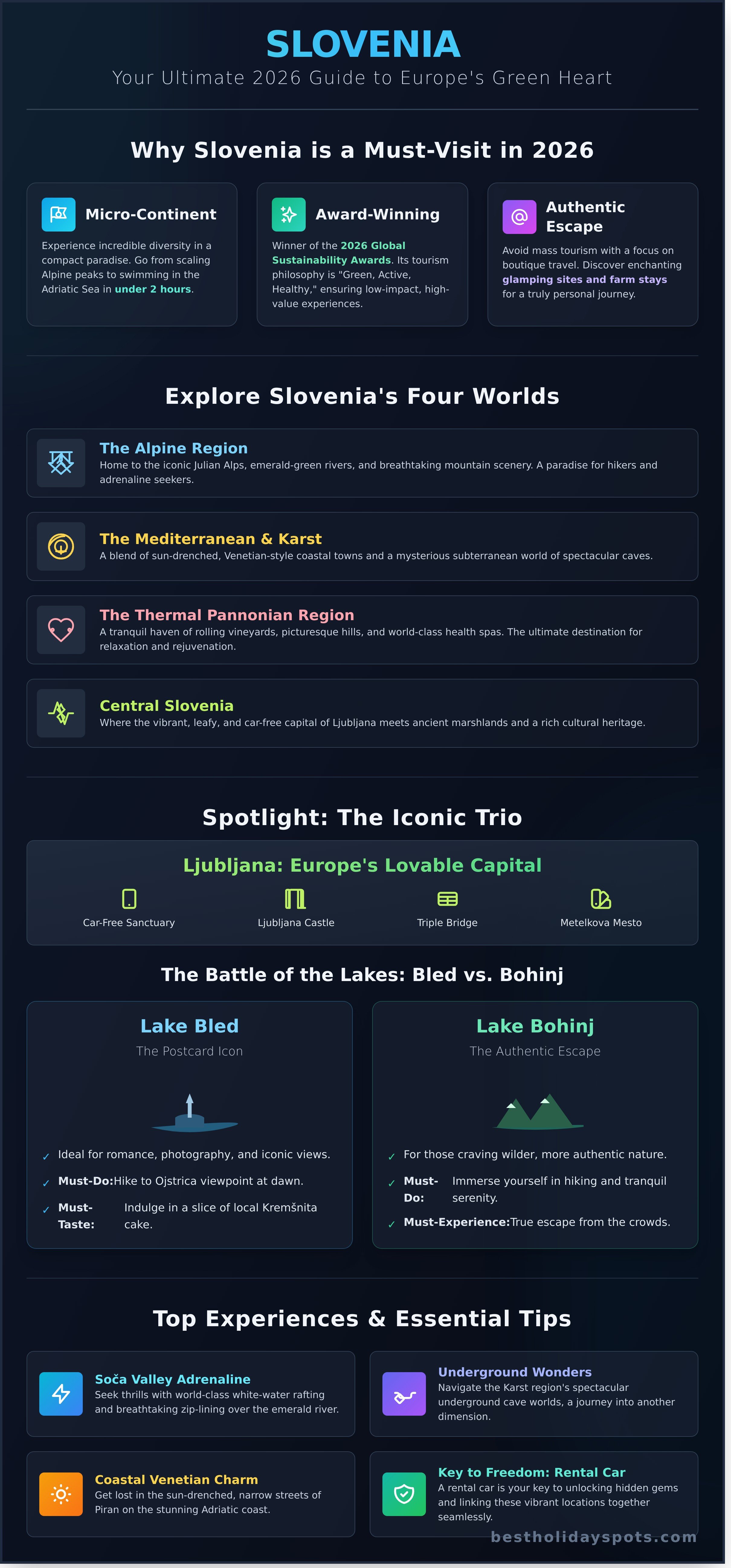 Best holiday spots in slovenia infographic - visual guide