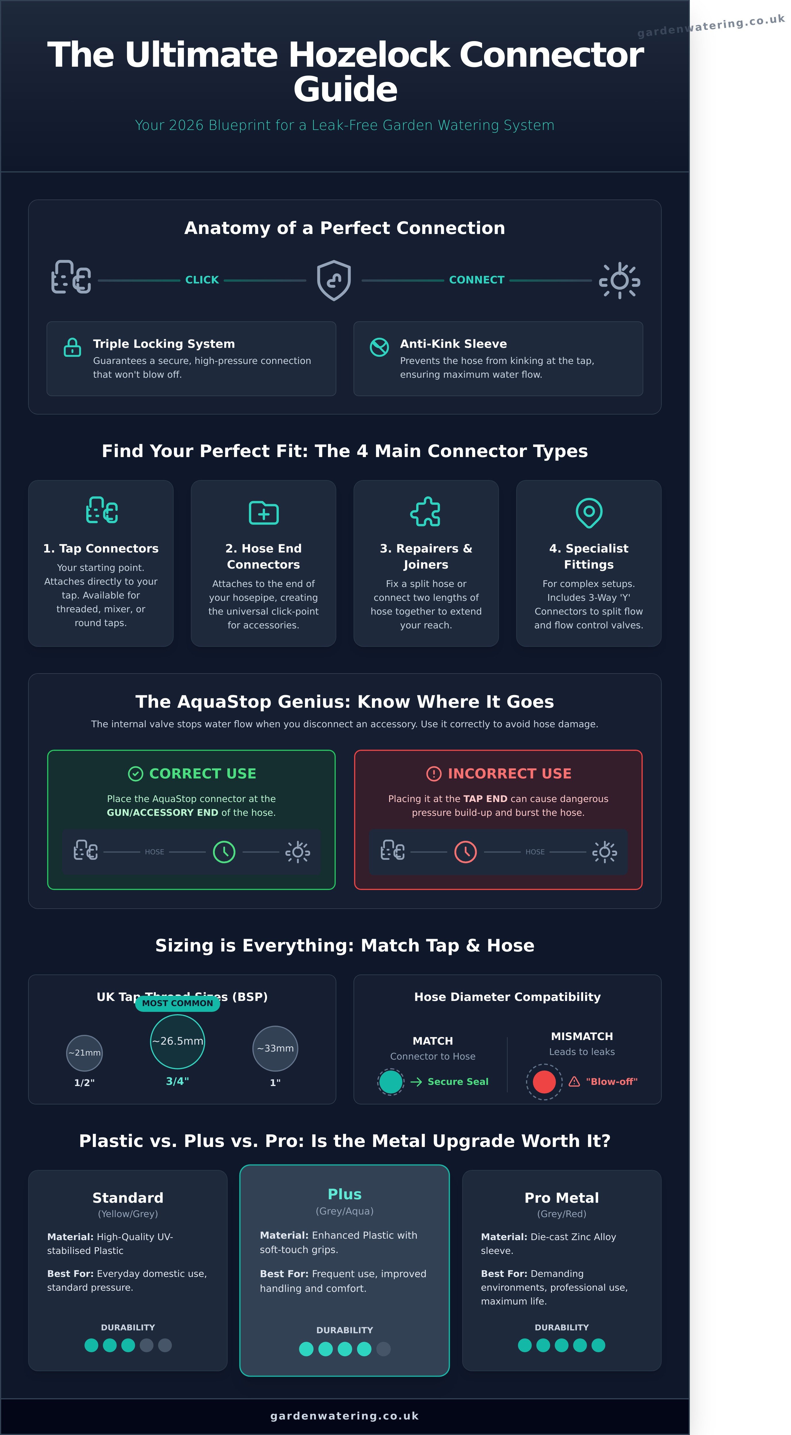 Hozelock Connectors infographic - visual guide