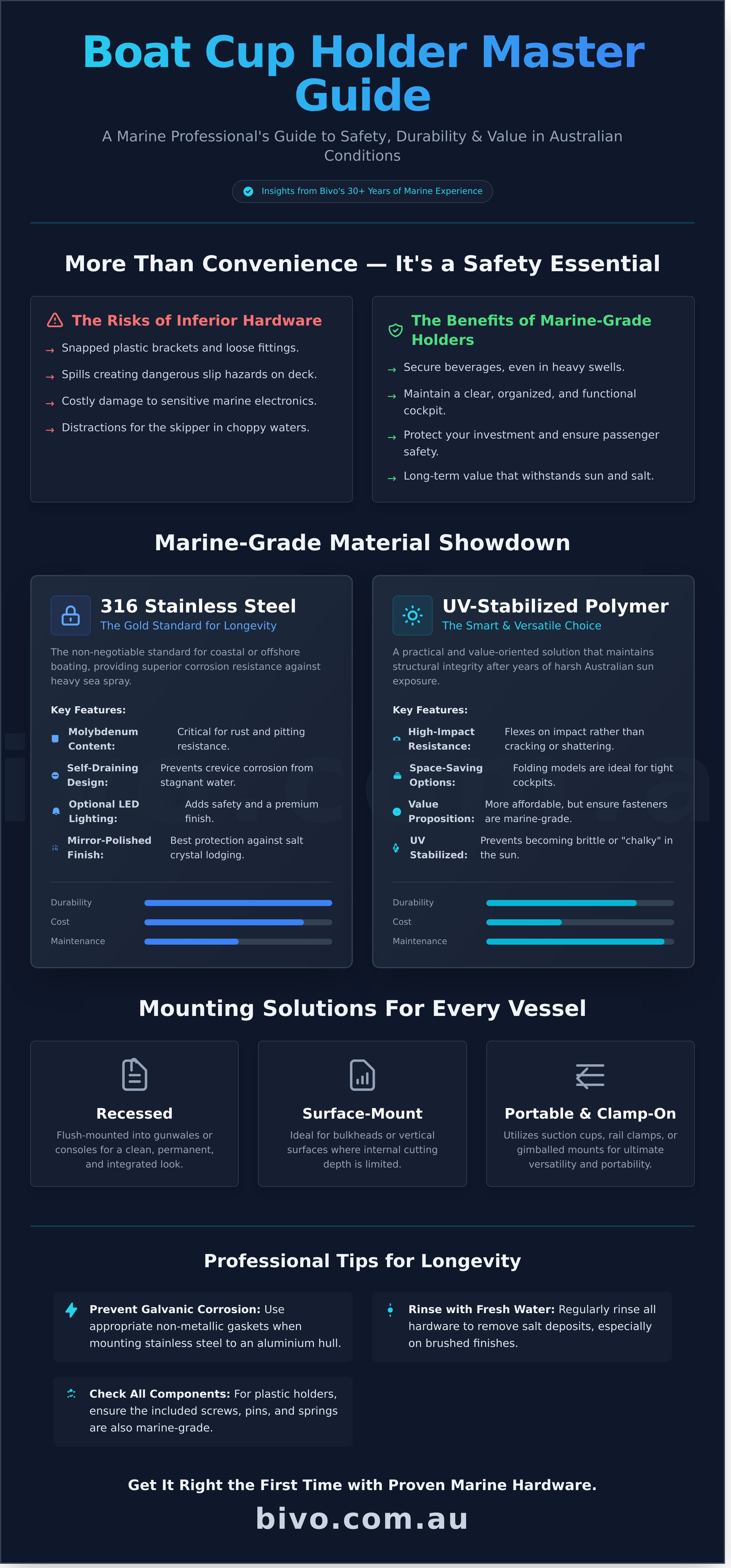 Boat cup holders infographic - visual guide