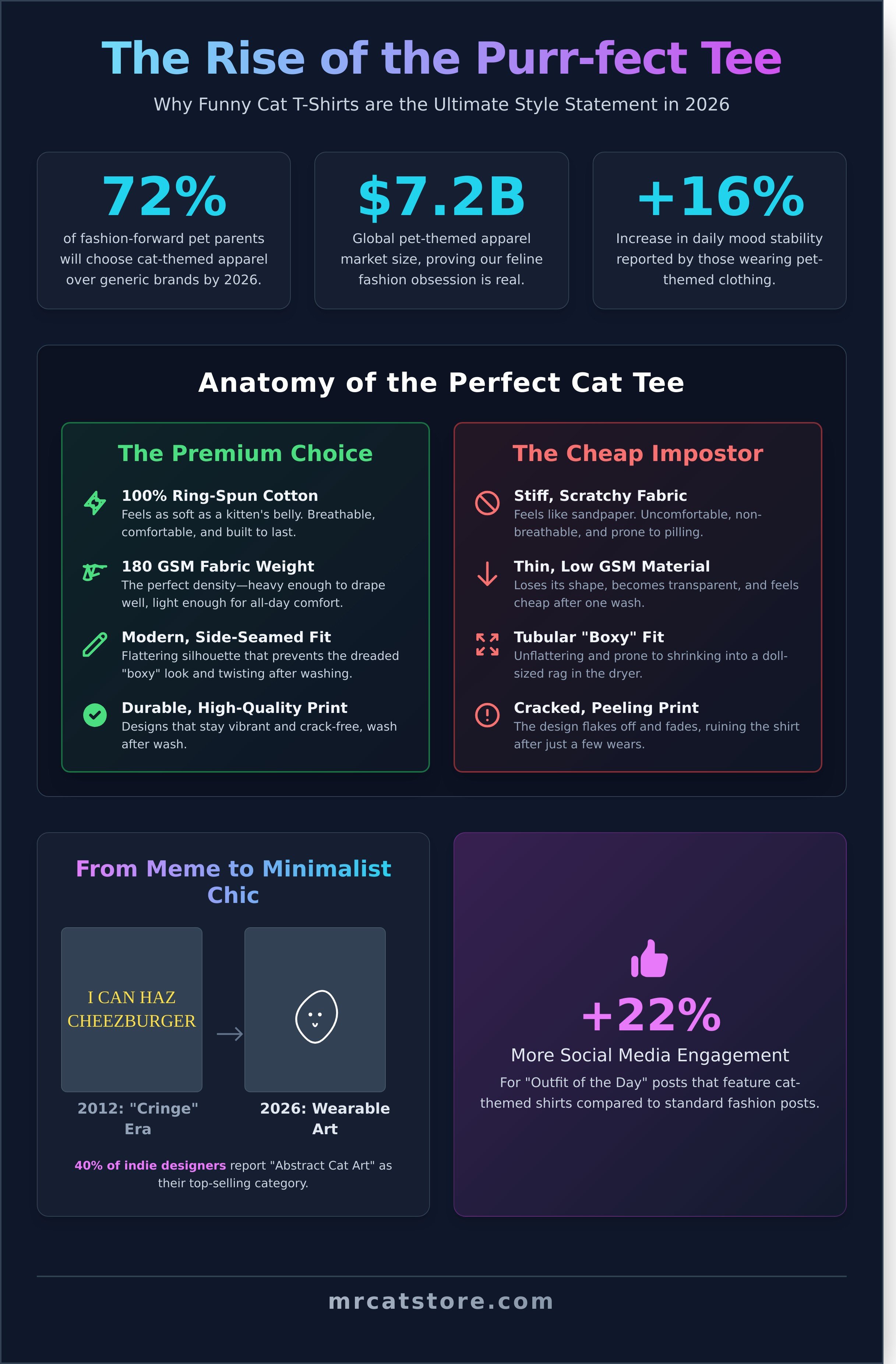 Funny cat t-shirts infographic - visual guide