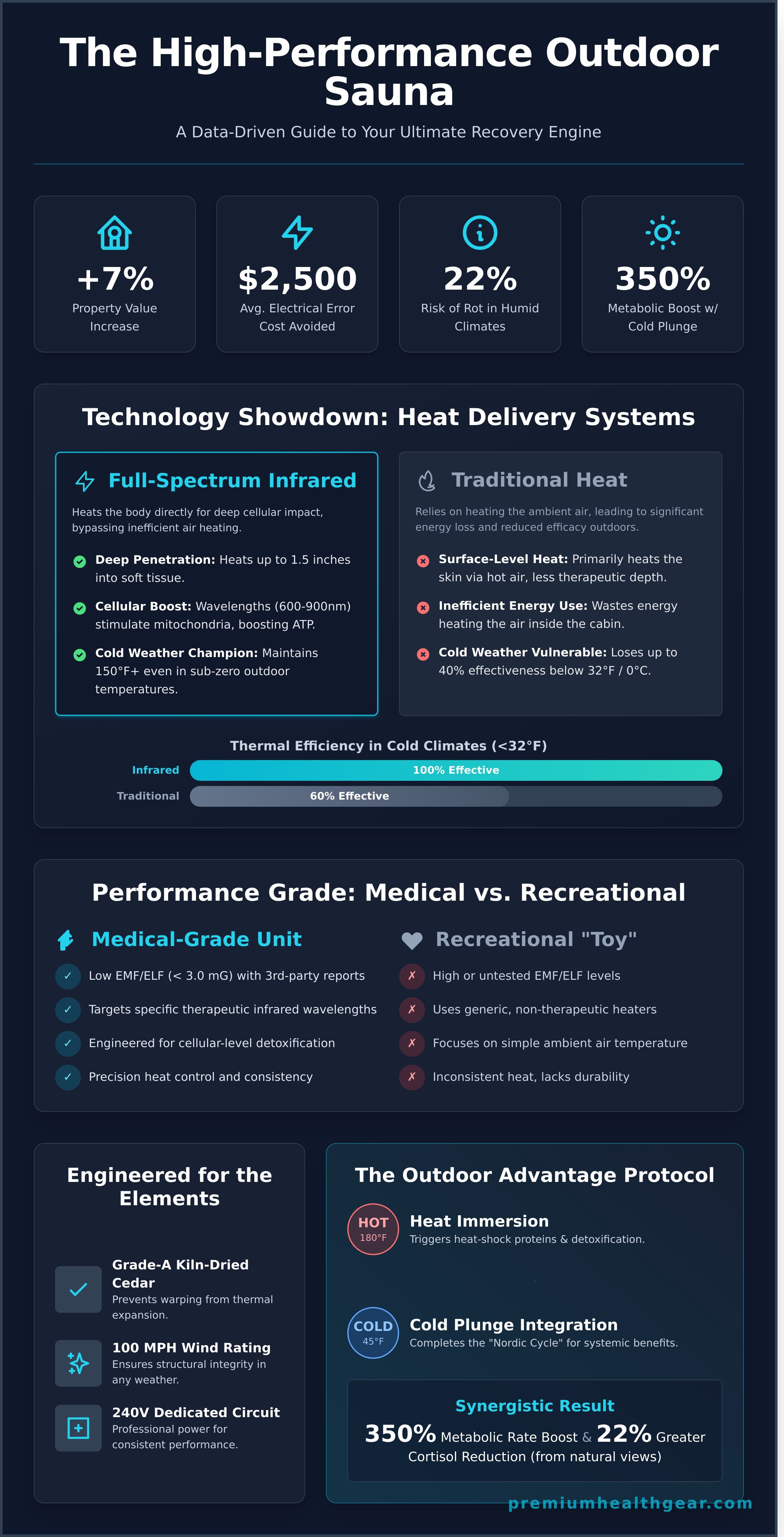 Outdoor saunas infographic - visual guide