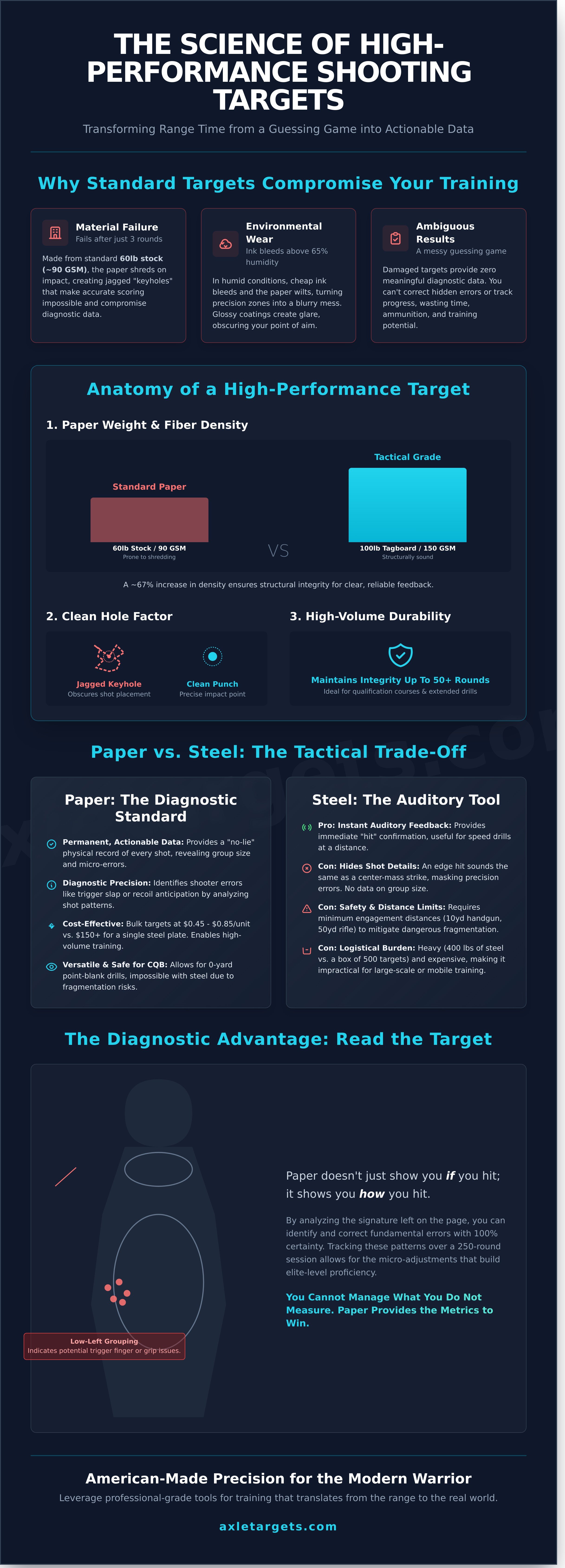 Paper shooting targets infographic - visual guide