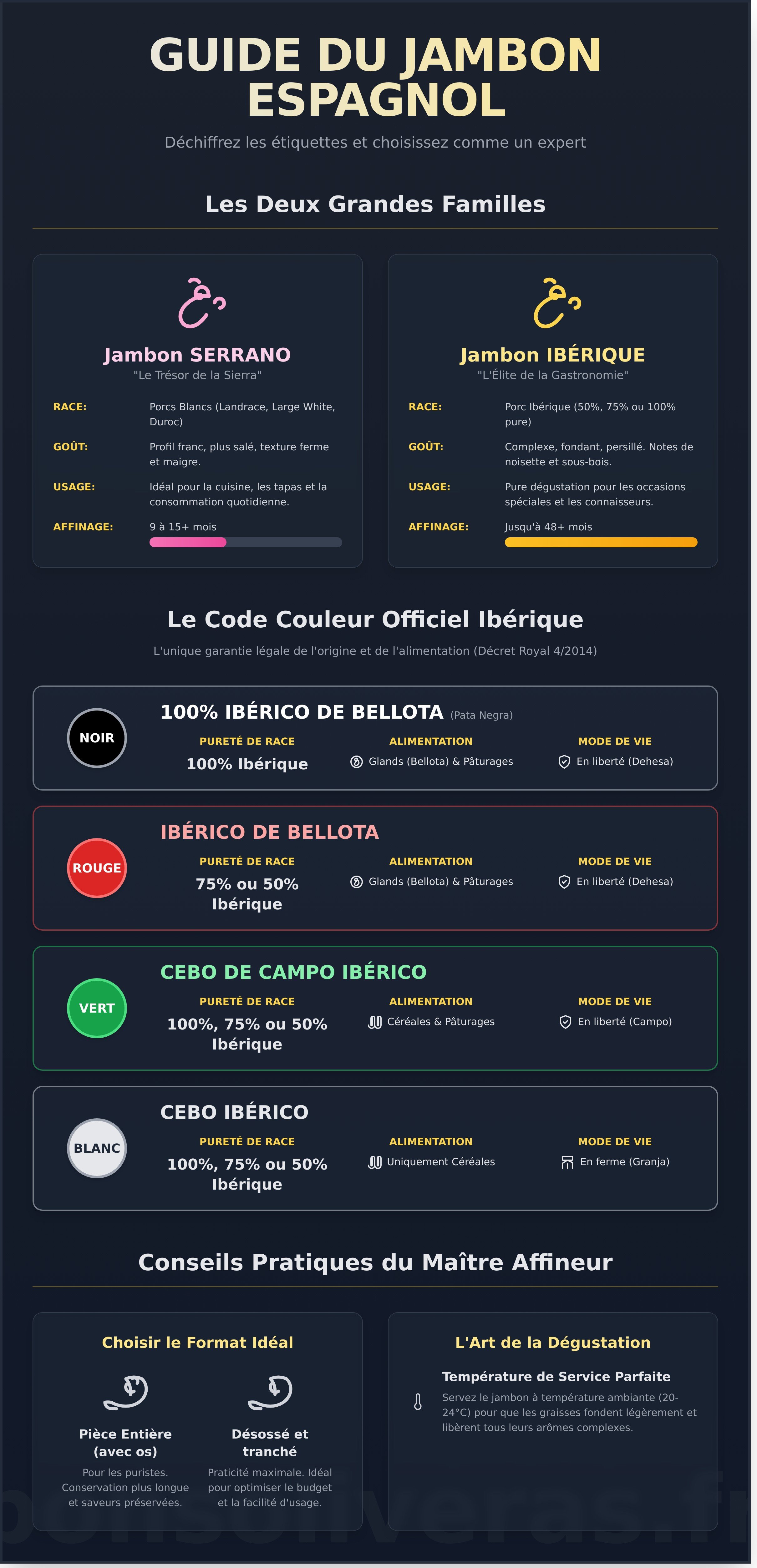 Guide du jambon espagnol infographic - visual guide