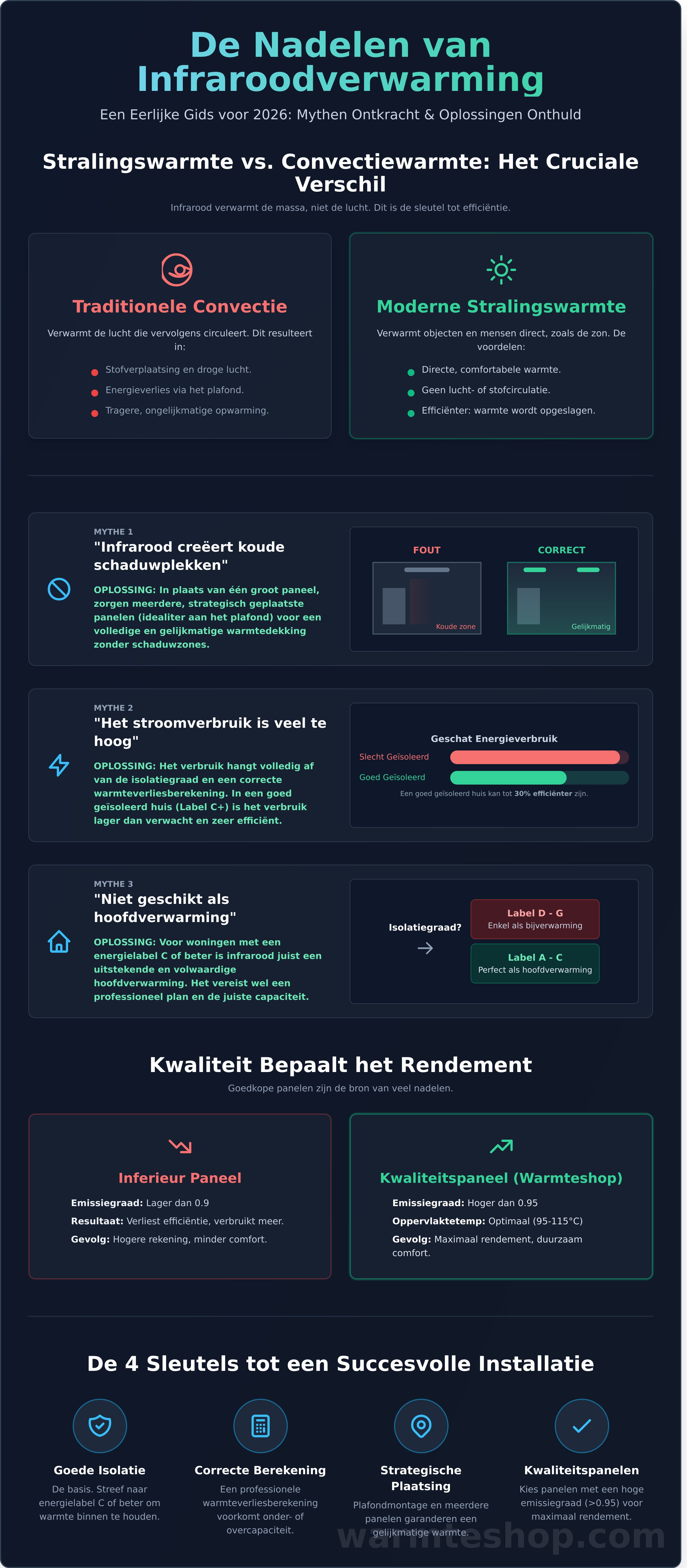 Infographie sur les inconvénients du chauffage infrarouge - guide visuel