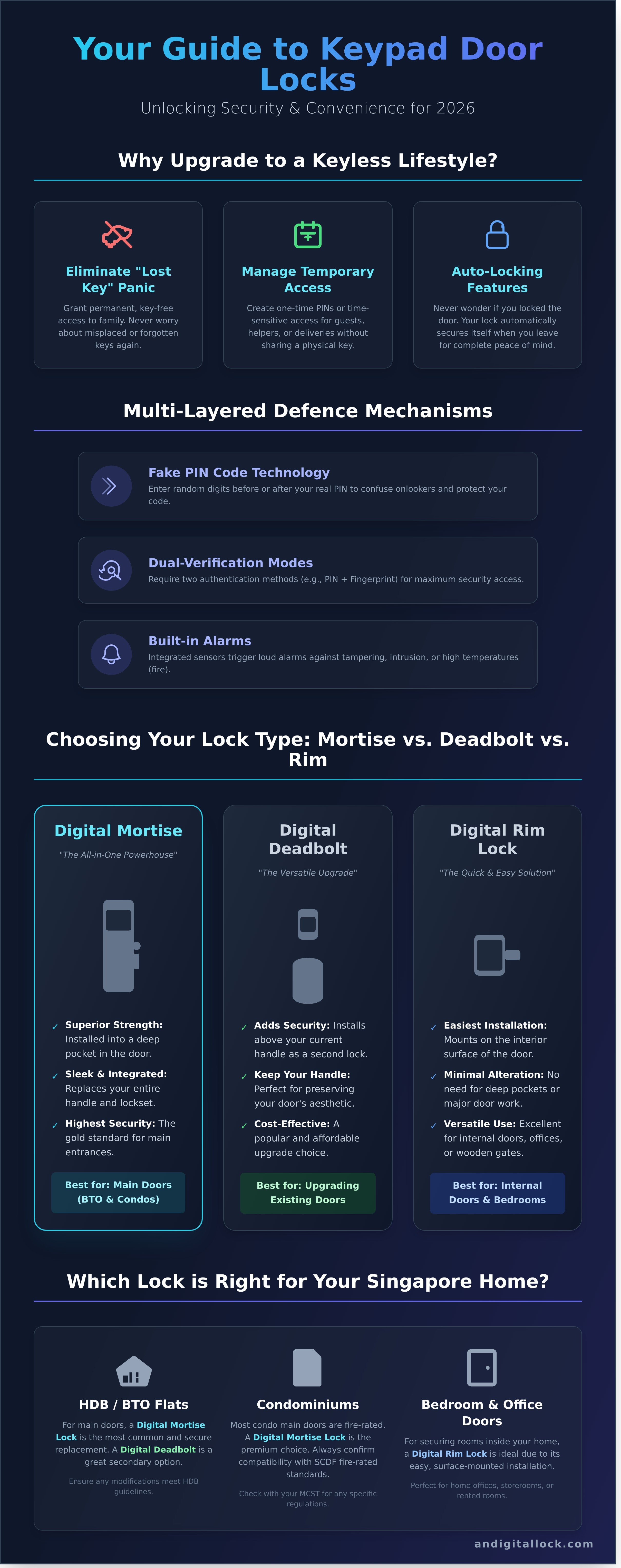Keypad door lock for home infographic - visual guide