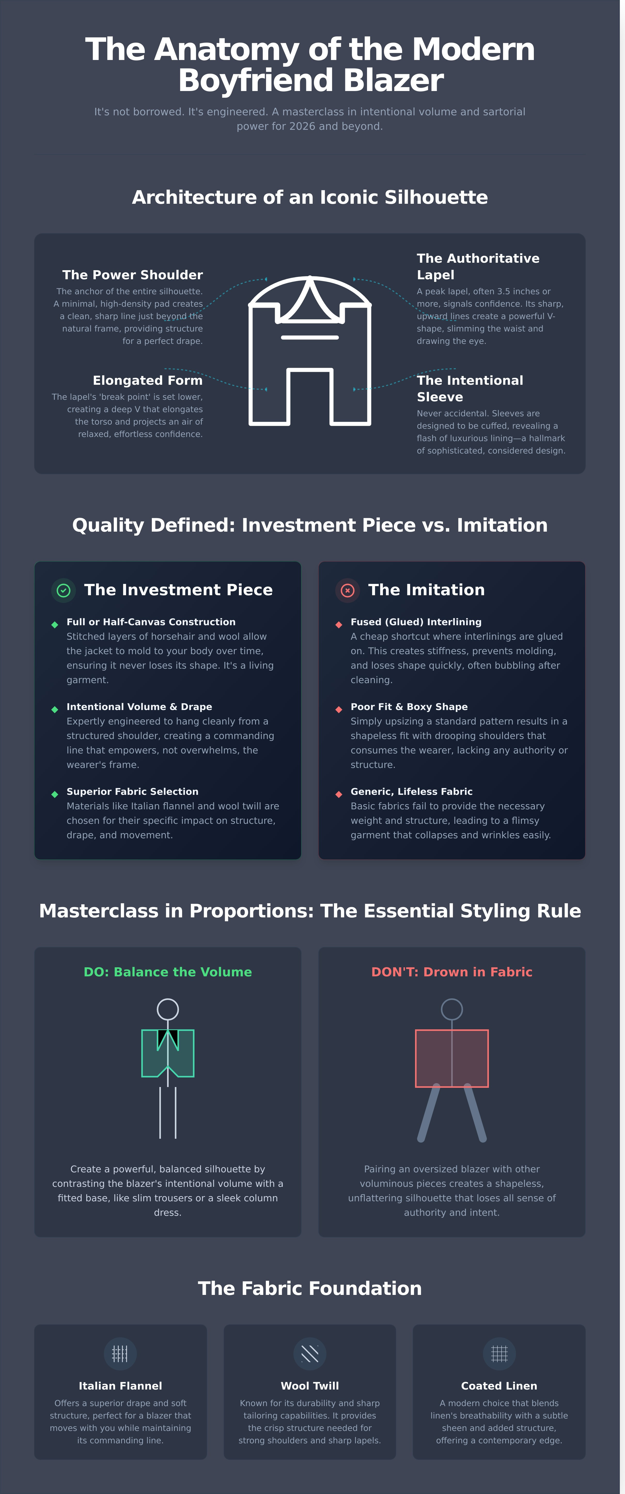 Womens boyfriend blazer infographic - visual guide