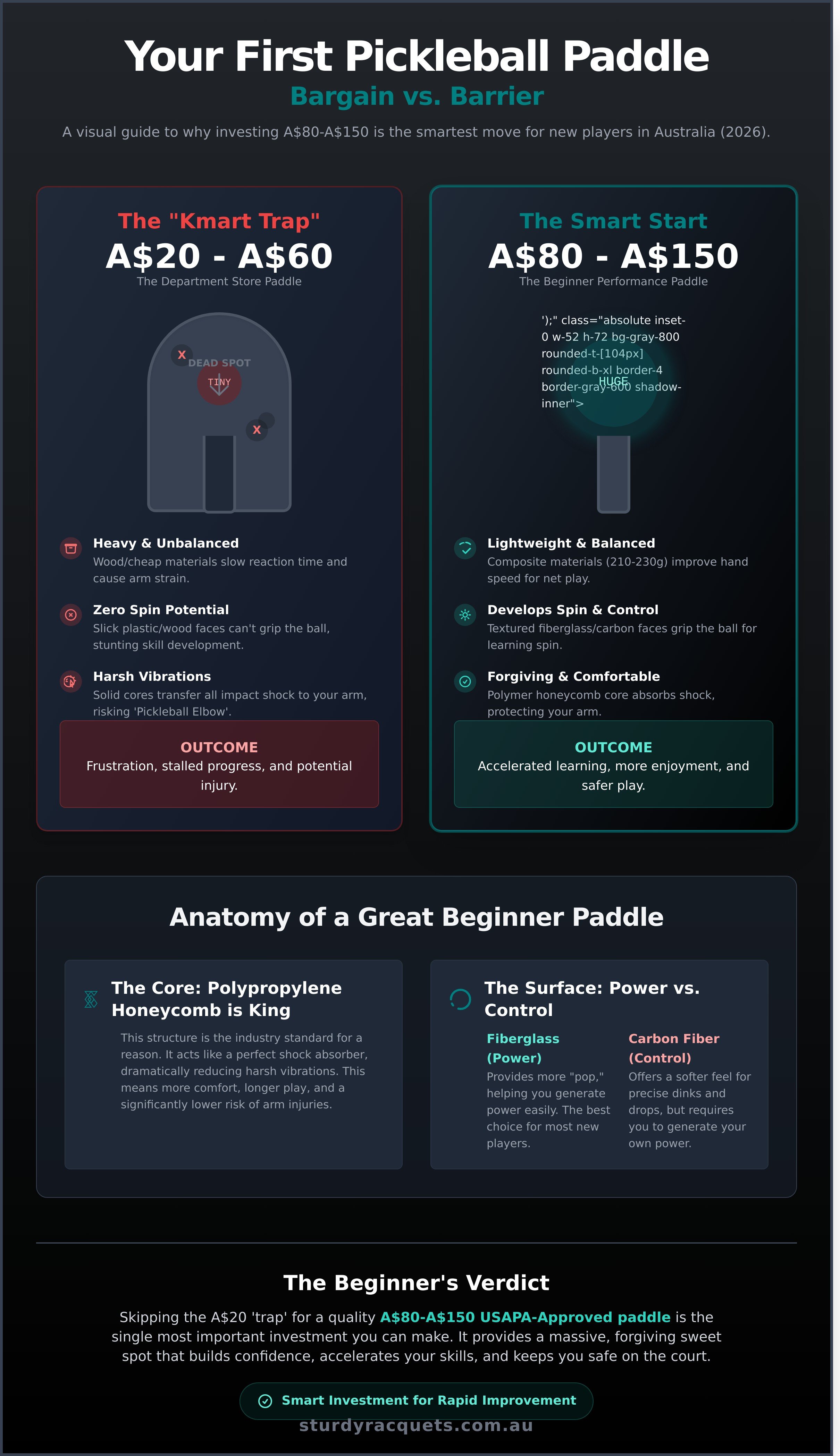 Best pickleball paddles for beginners australia 2026 infographic - visual guide