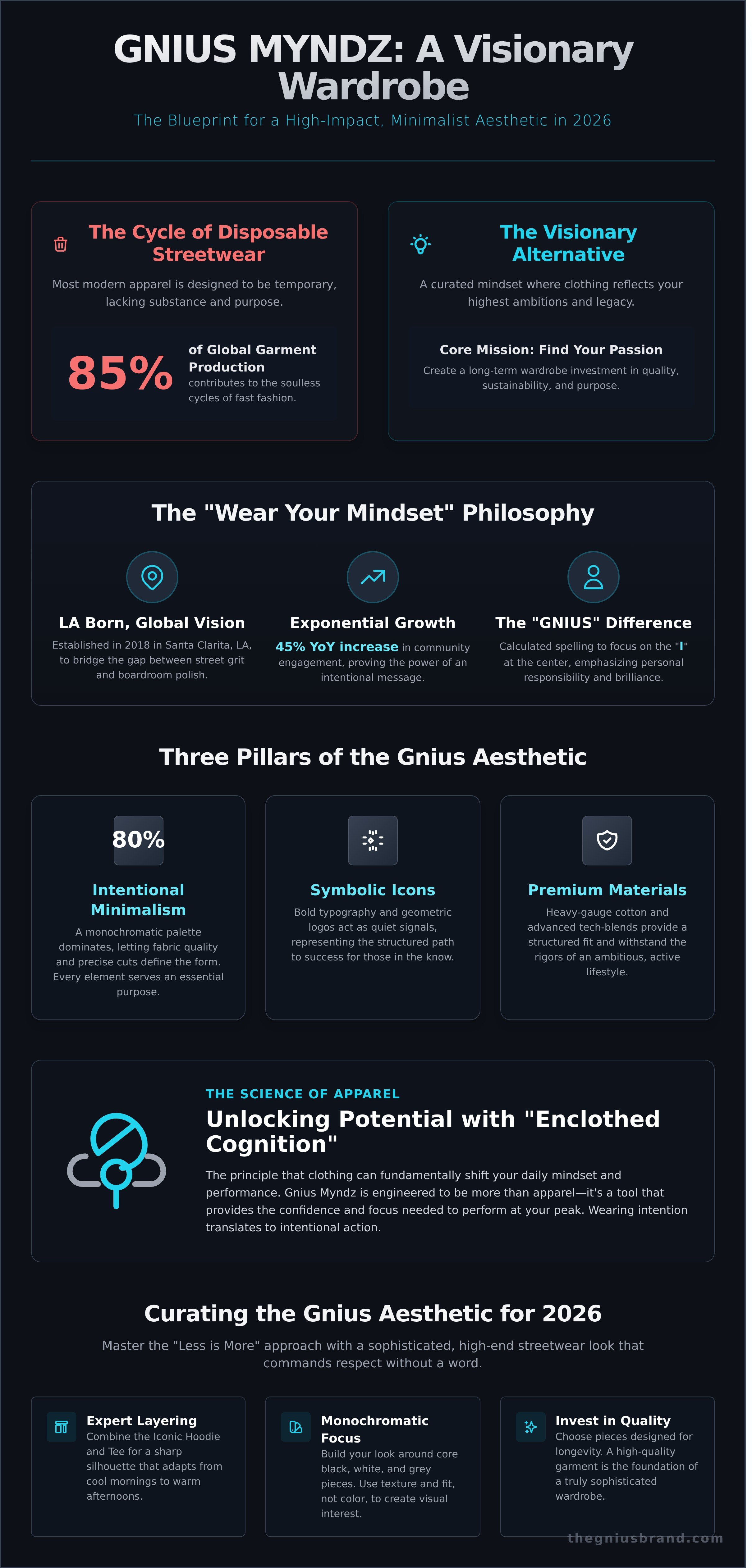 Gnius Myndz apparel infographic - visual guide