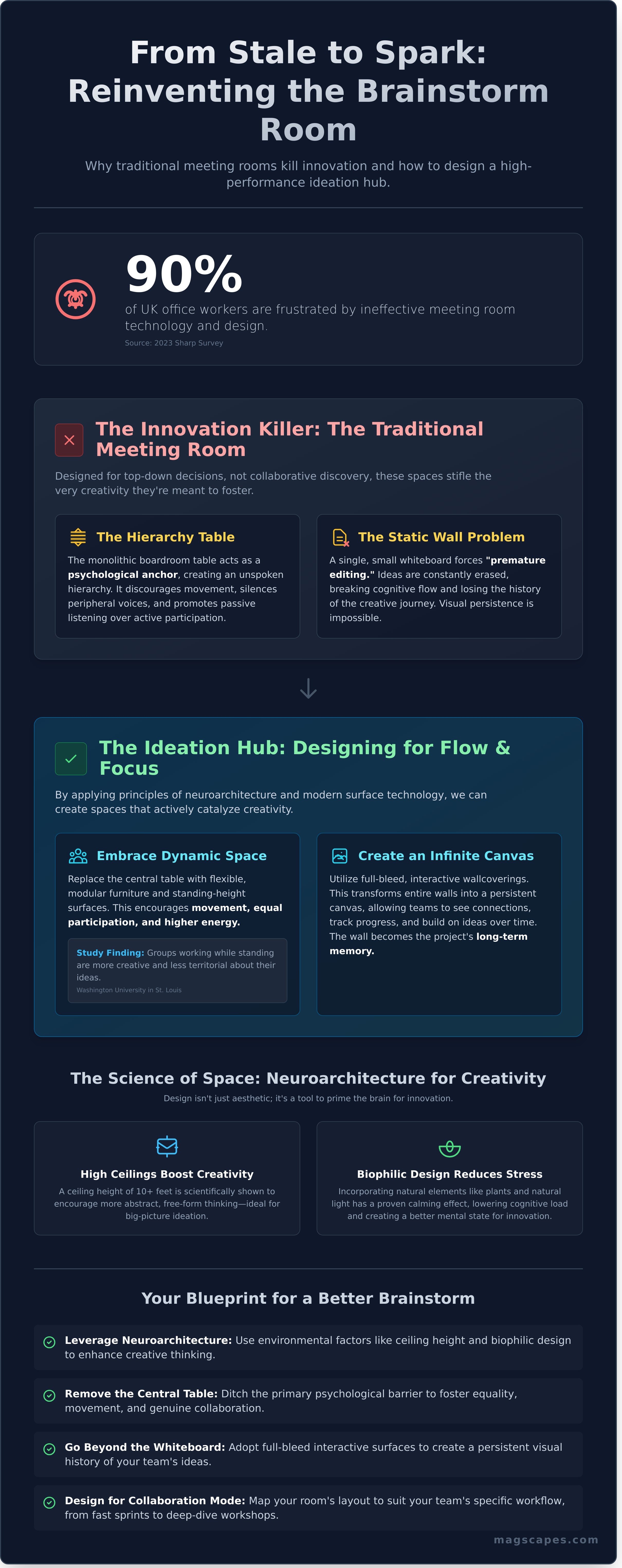 Brainstorm room design infographic - visual guide