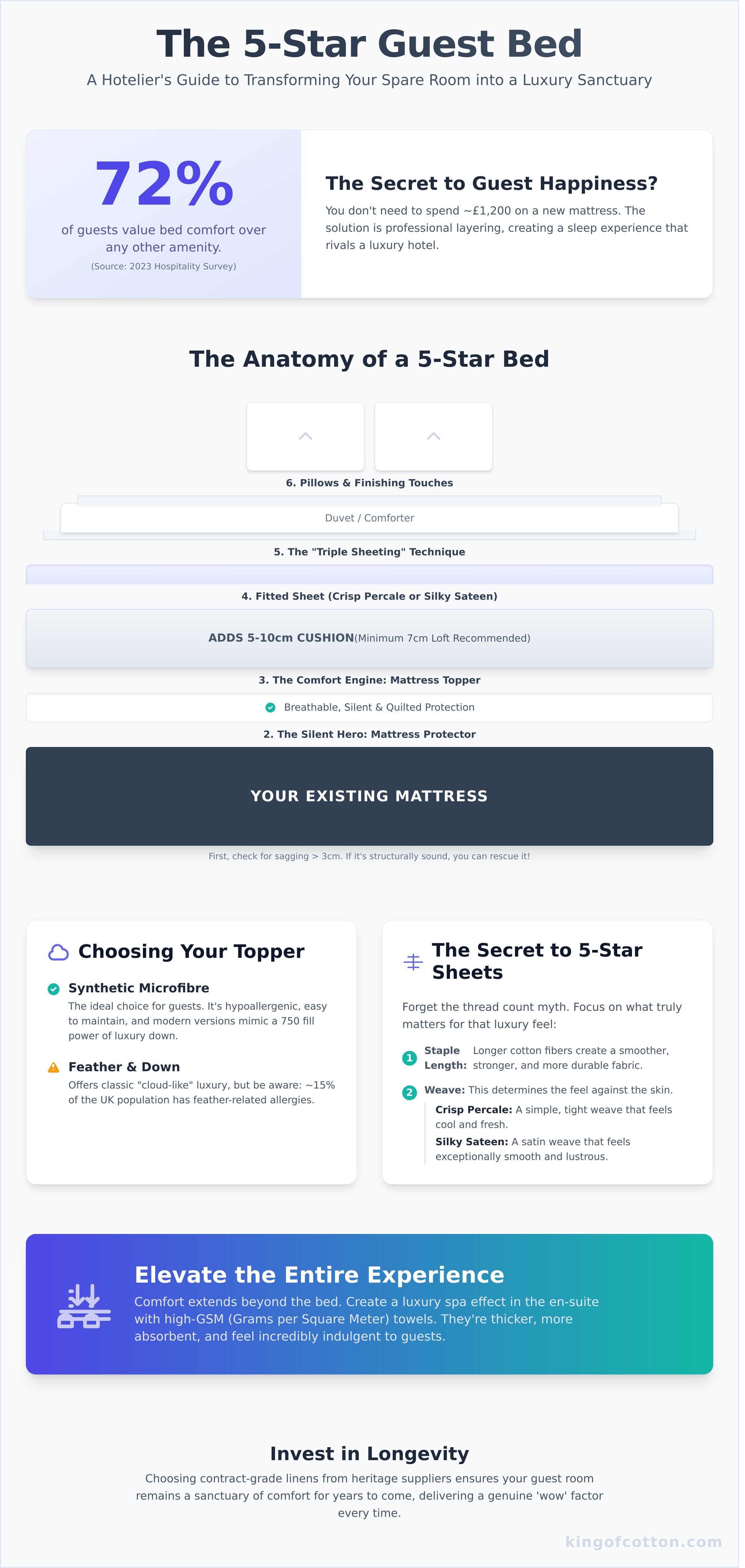 Making a guest bed more comfortable infographic - visual guide
