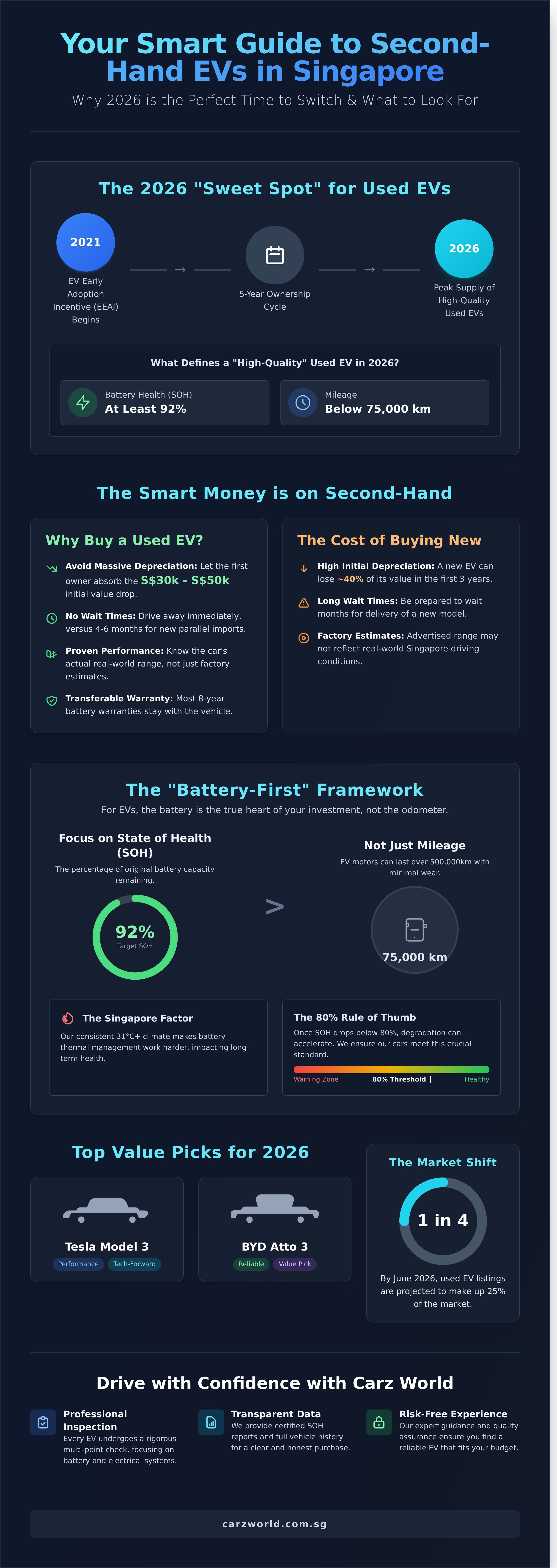Second hand electric car sg infographic - visual guide