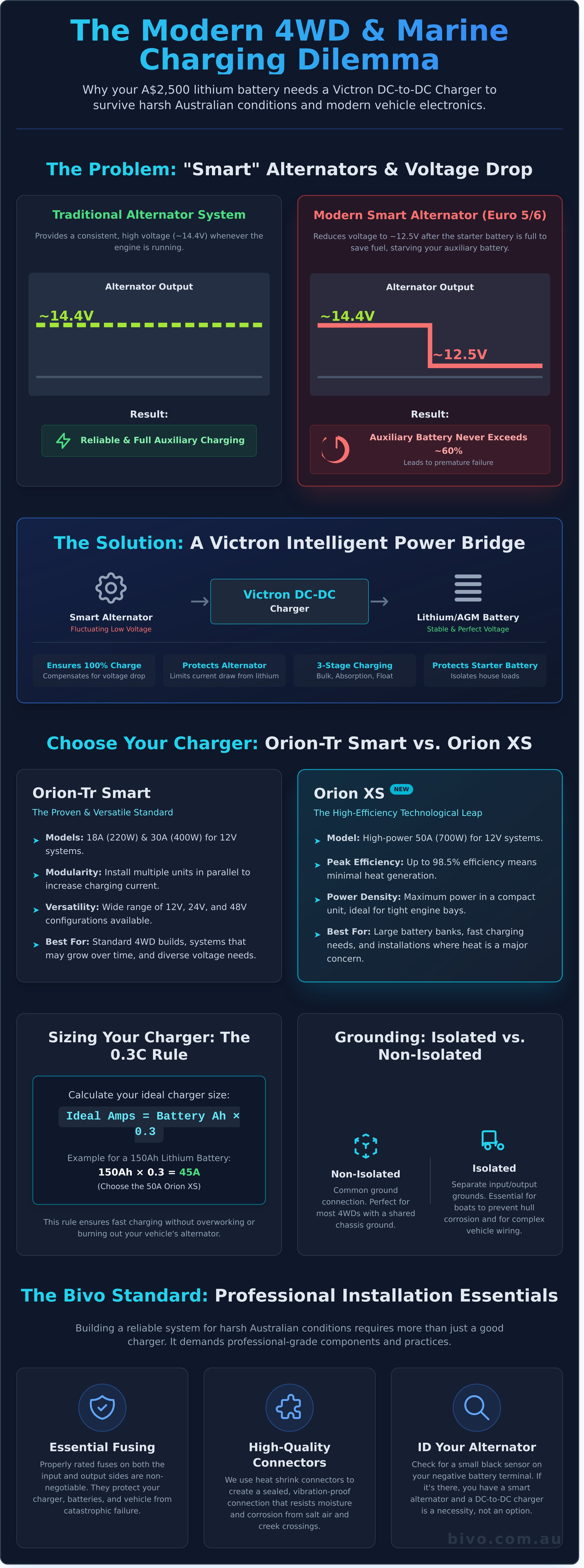 Victron dc to dc charger infographic - visual guide