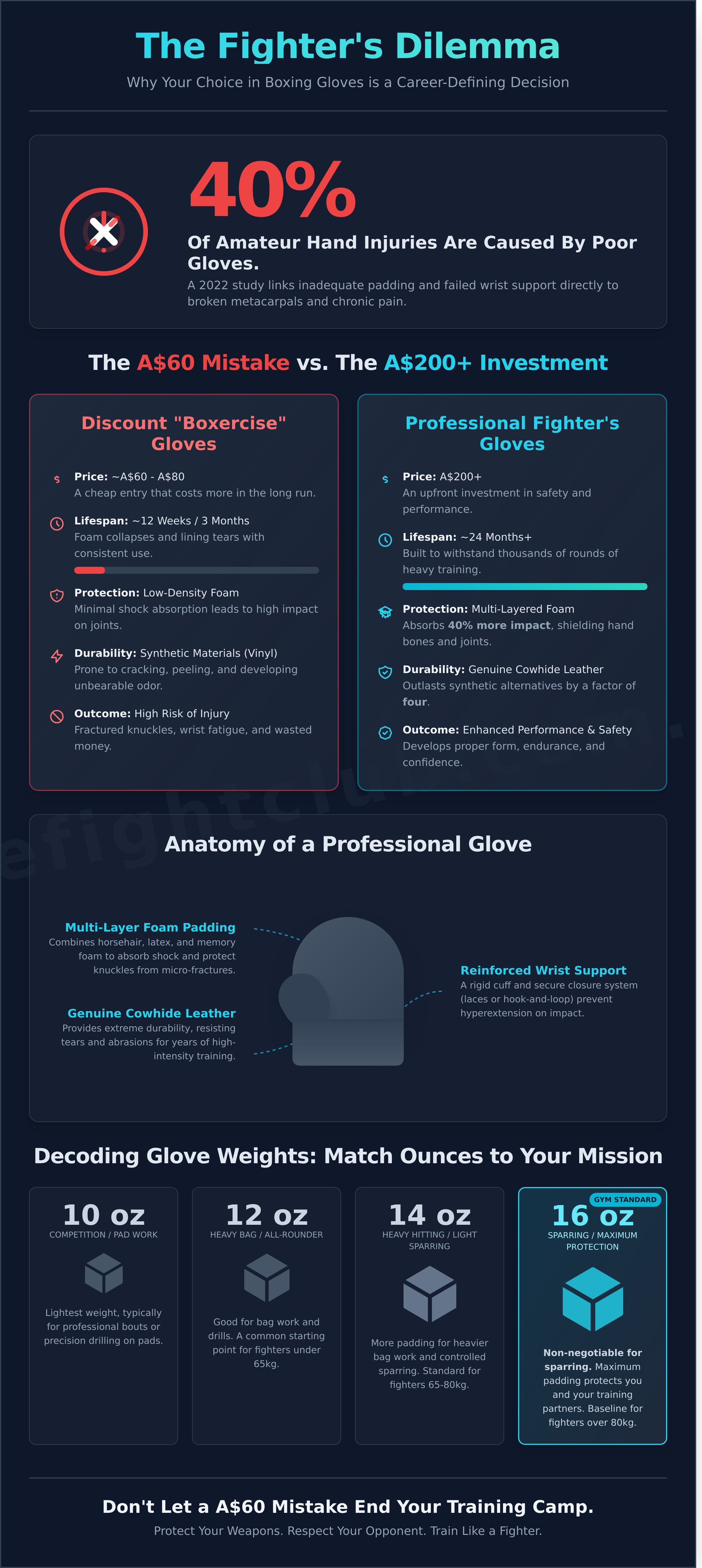 Boxing gloves infographic - visual guide