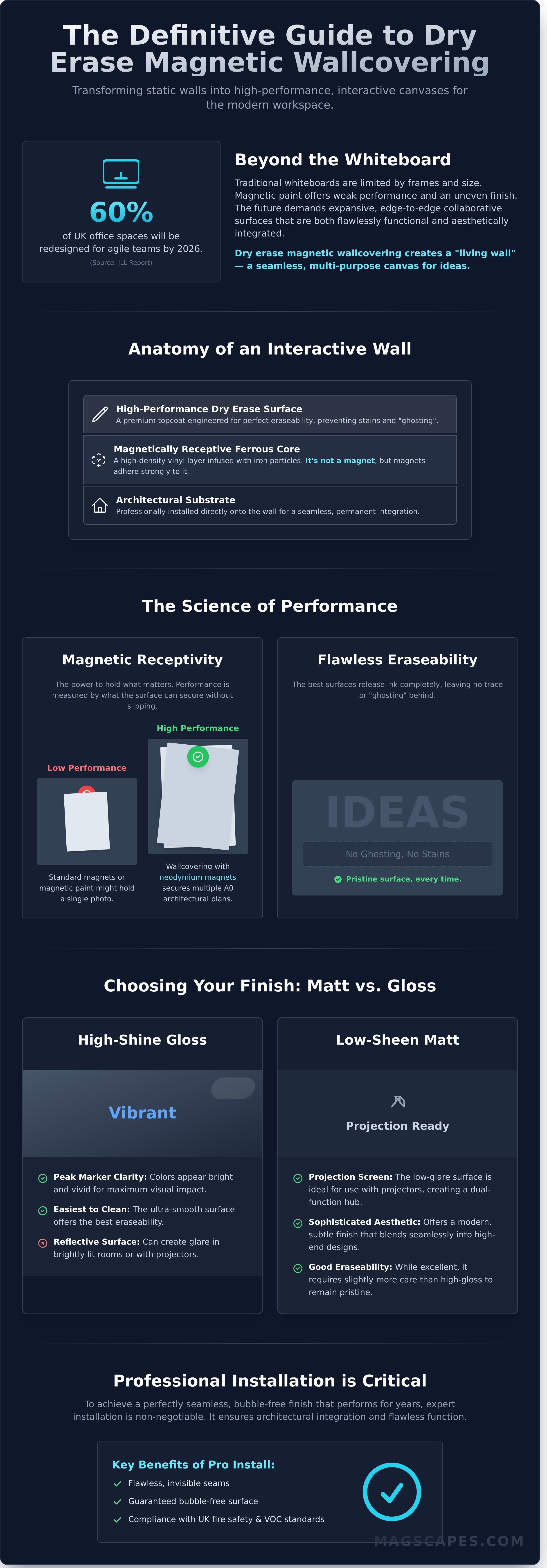 Dry erase magnetic wallcovering infographic - visual guide