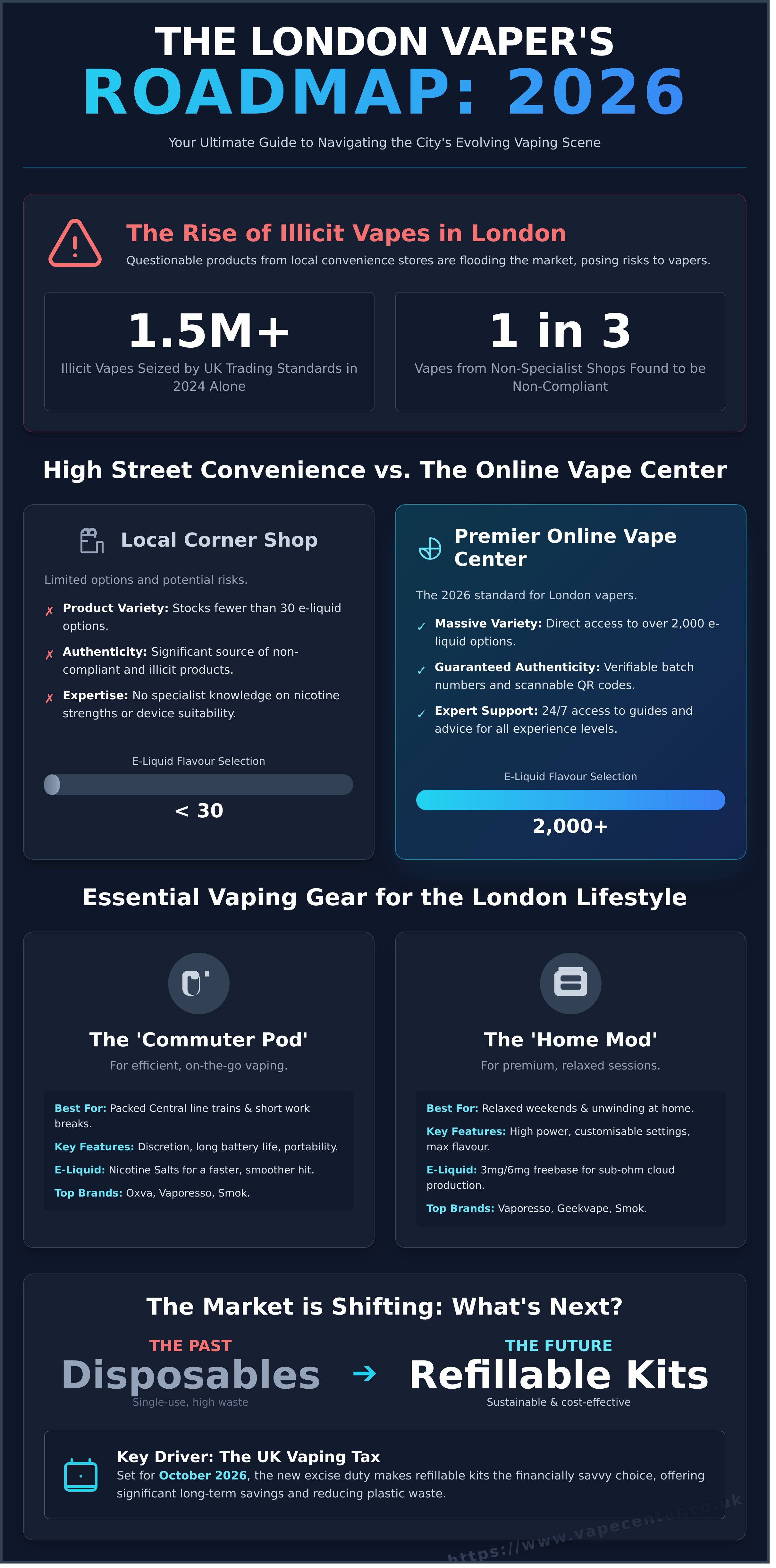 Vape center London infographic - visual guide