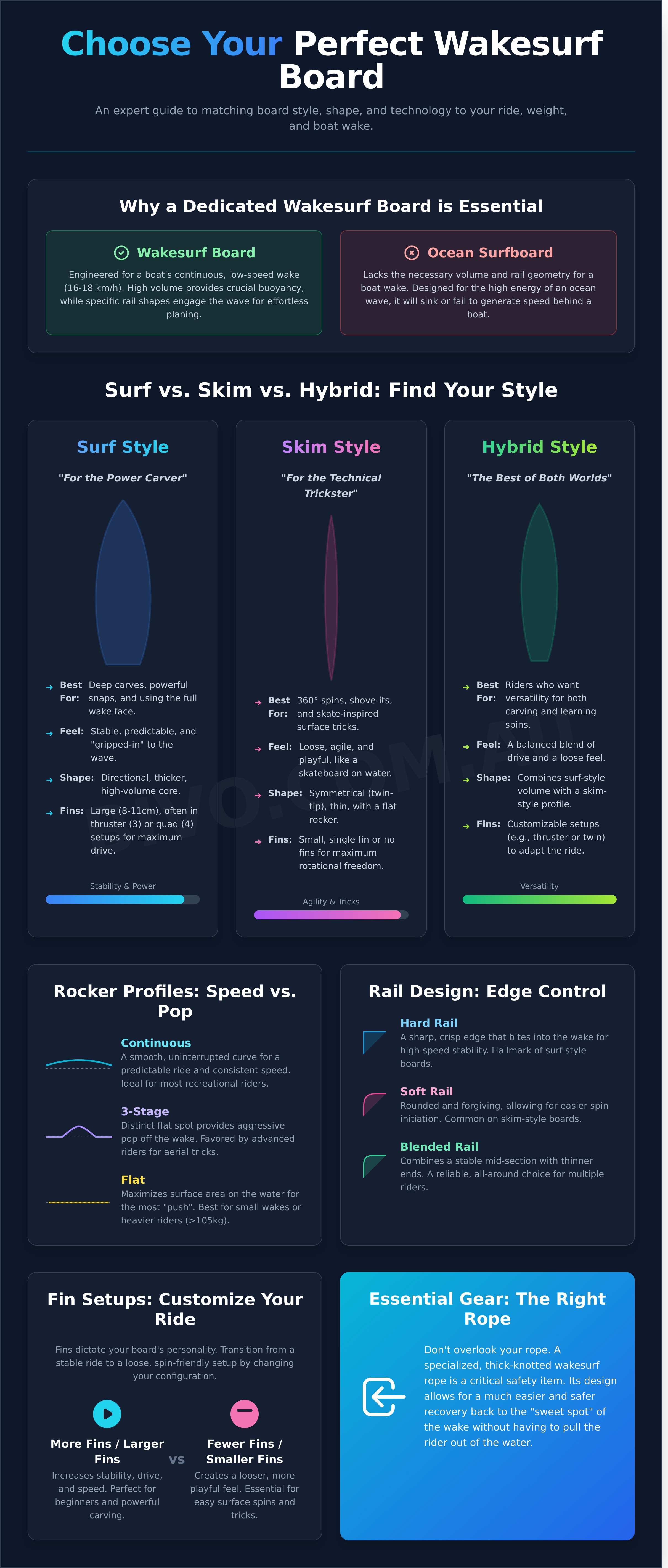 Wakesurf board infographic - visual guide