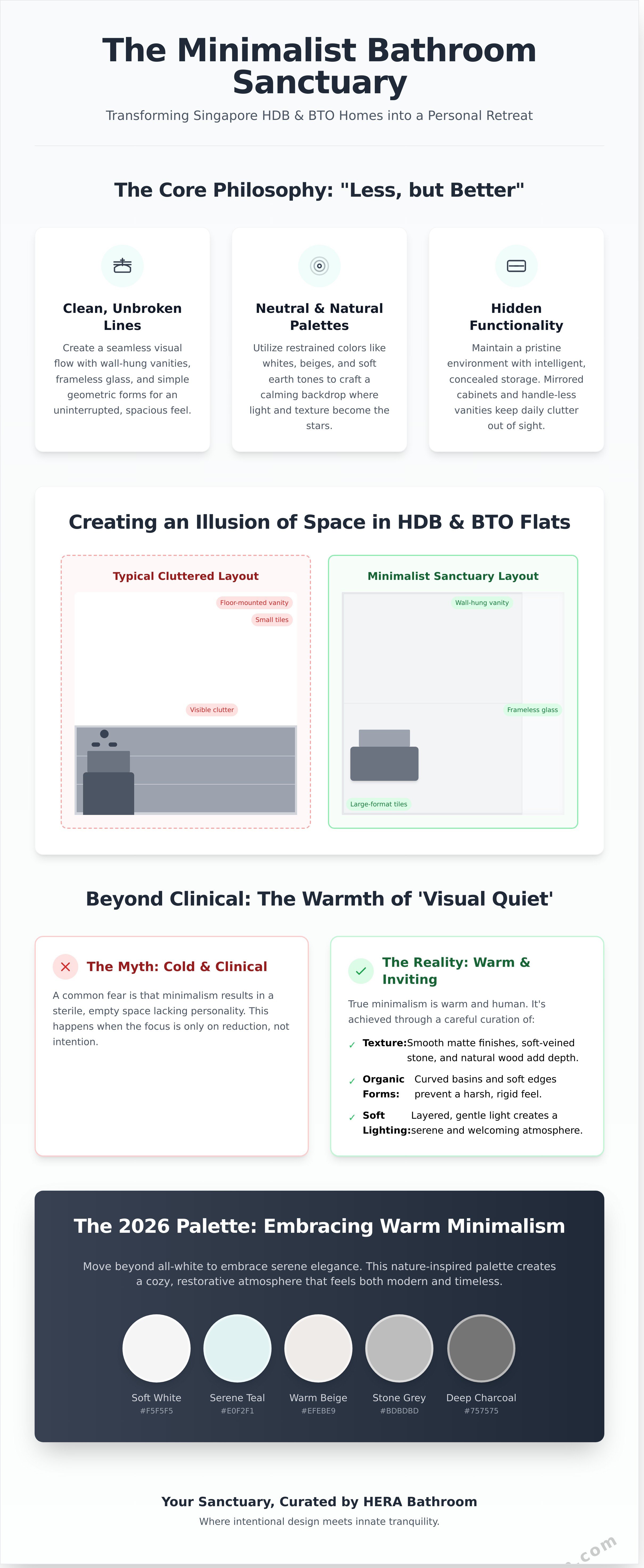 Minimalist bathroom design singapore infographic - visual guide