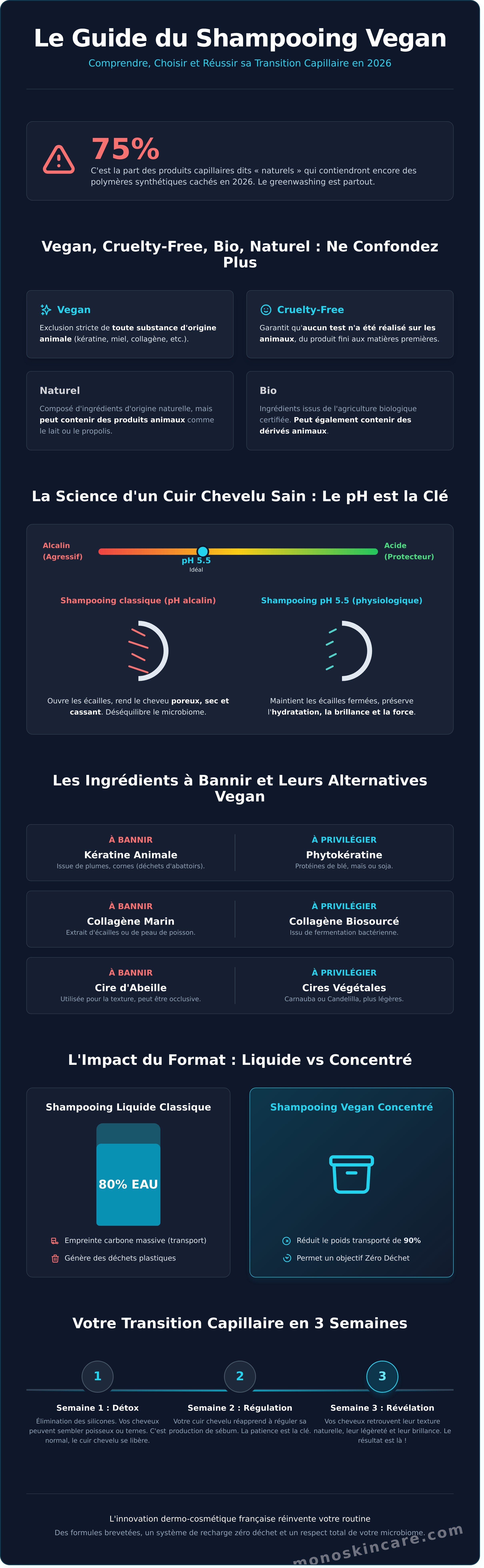 Shampooing vegan infographic - visual guide