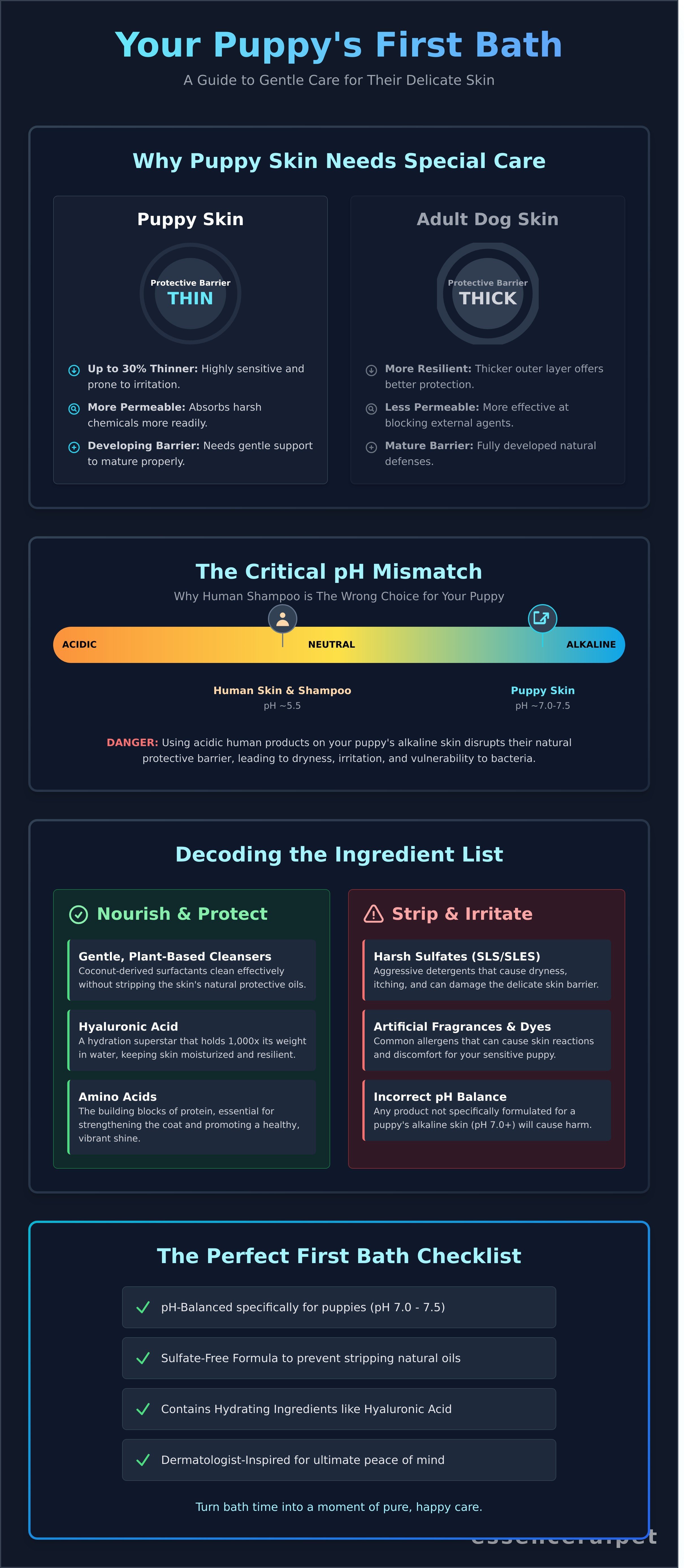 Best shampoo for puppies first bath infographic - visual guide