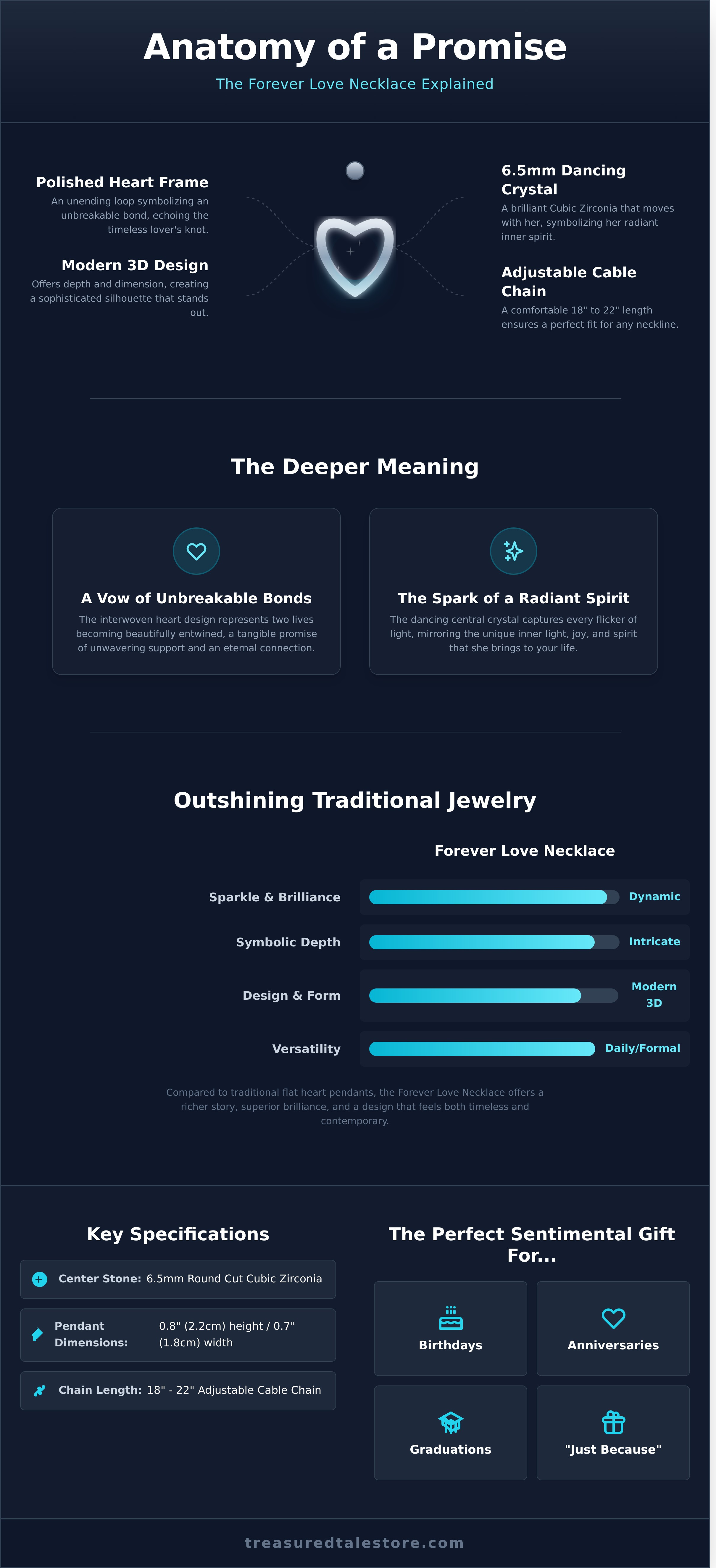 Forever Love Necklace infographic - visual guide
