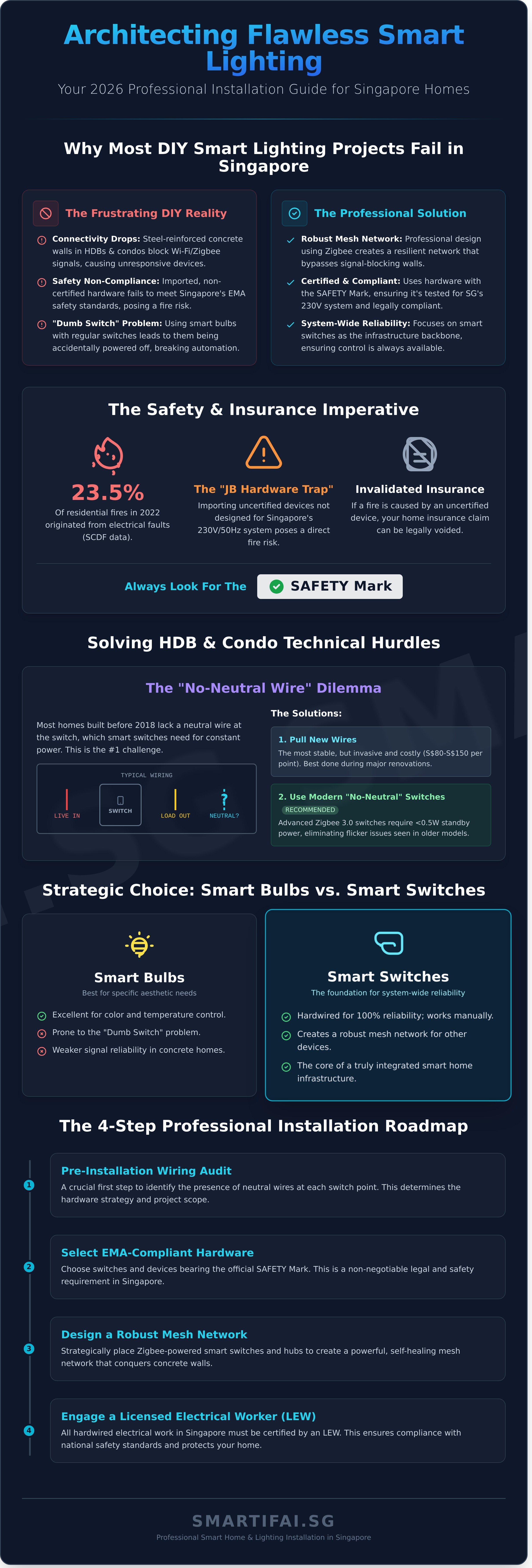 Smart lighting installation singapore infographic - visual guide
