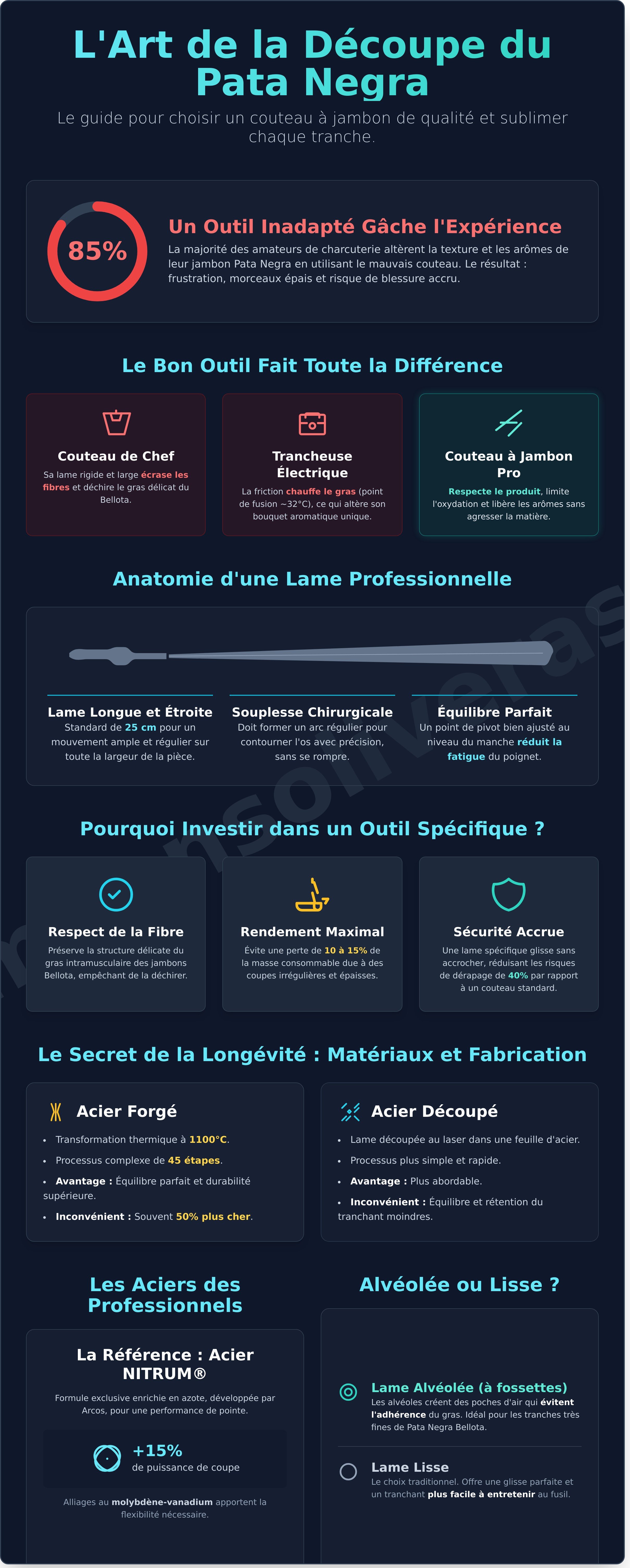 Couteau à jambon de qualité infographic - visual guide