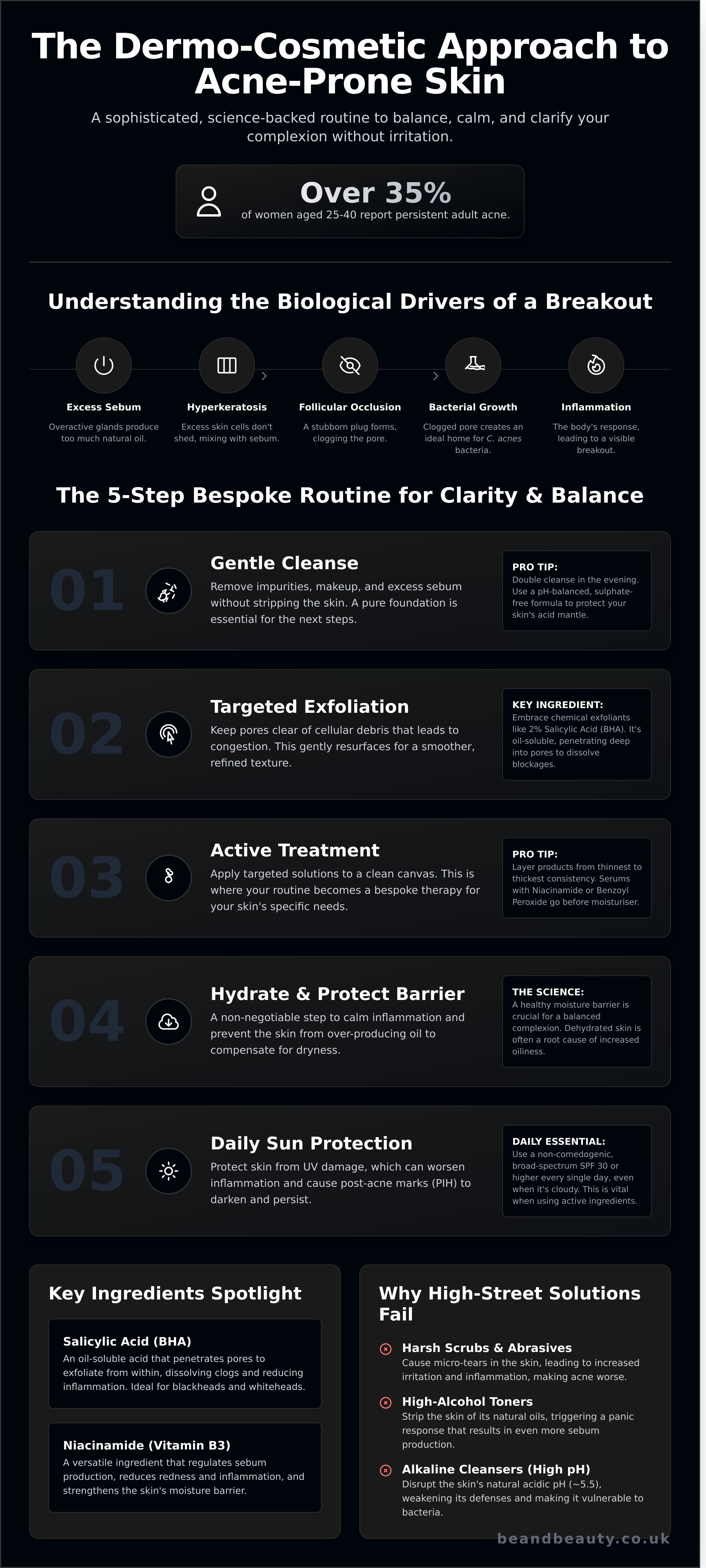 Skincare for acne prone skin infographic - visual guide