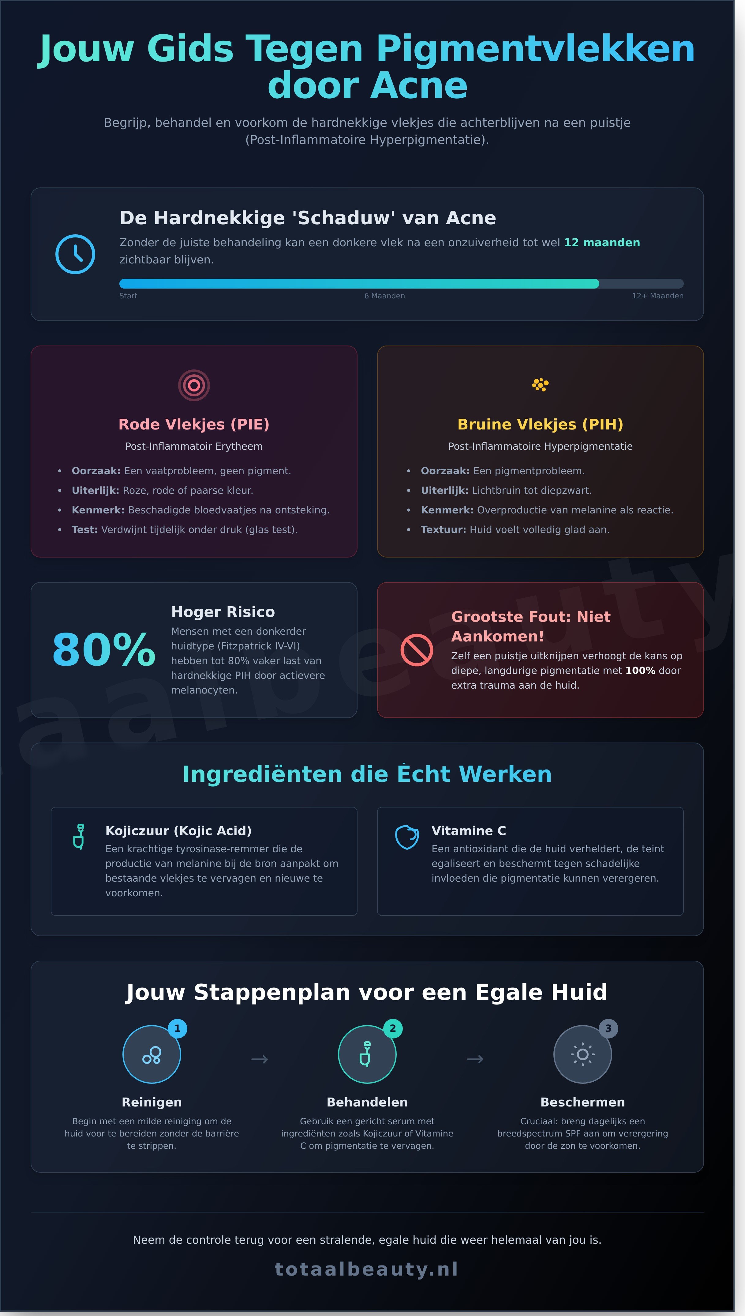 Pigmentvlekken door acne infographic - visual guide