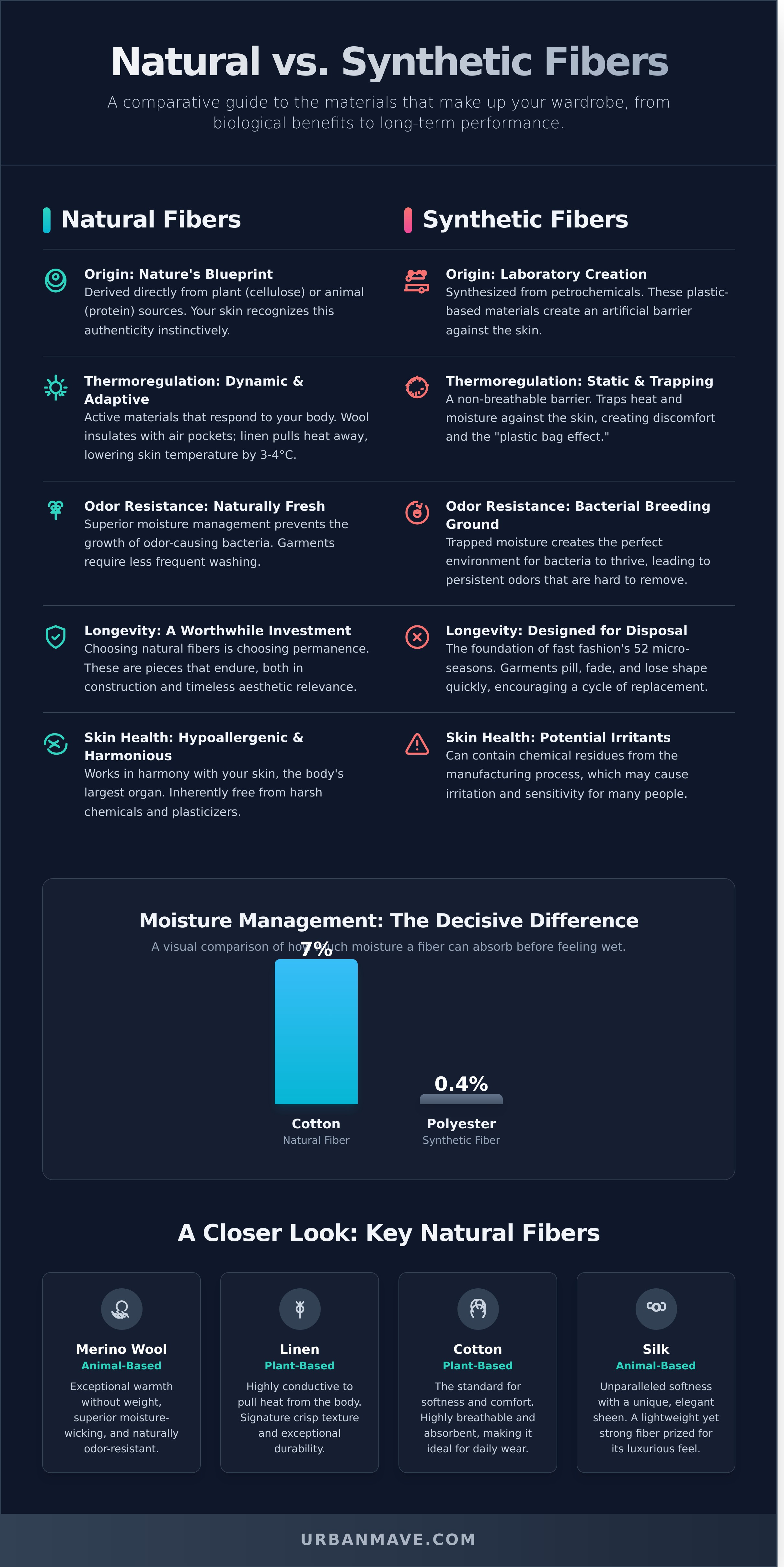 Natural fiber clothing benefits infographic - visual guide