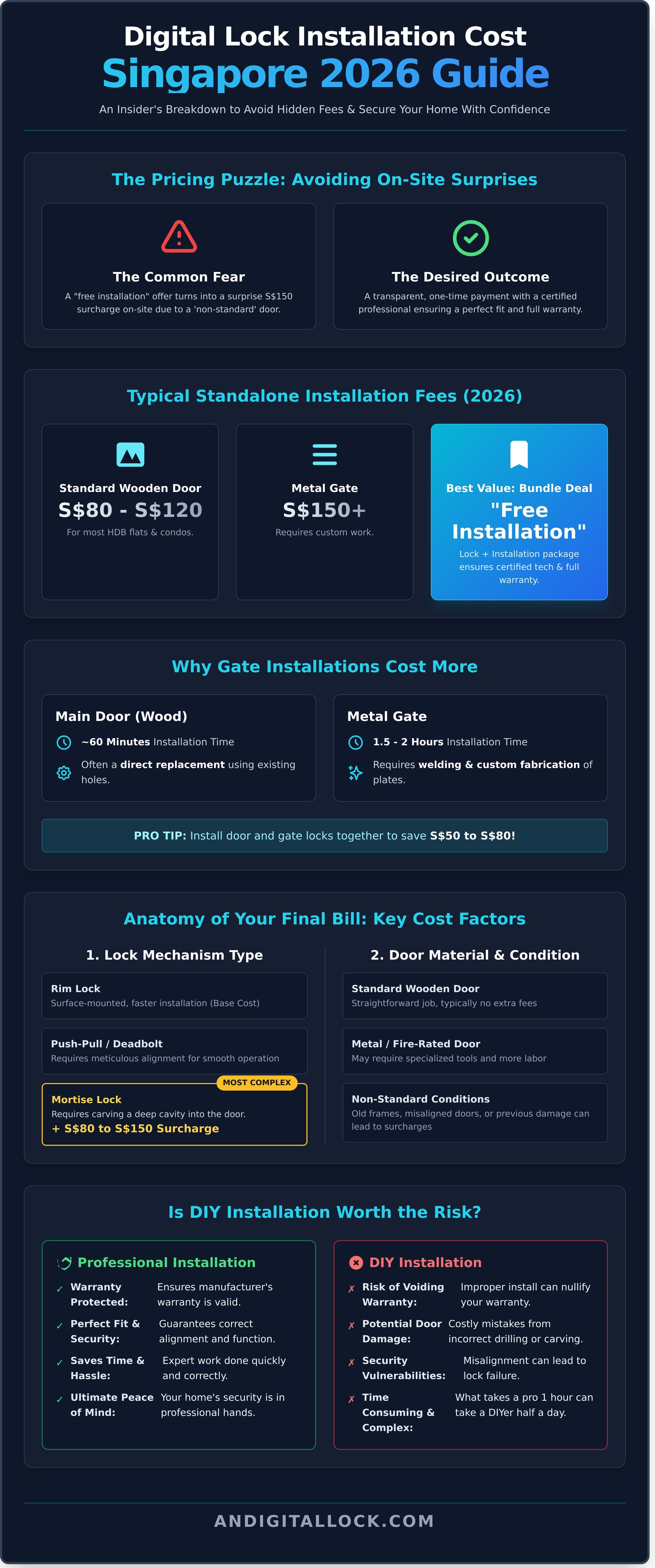 Digital lock installation cost singapore infographic - visual guide