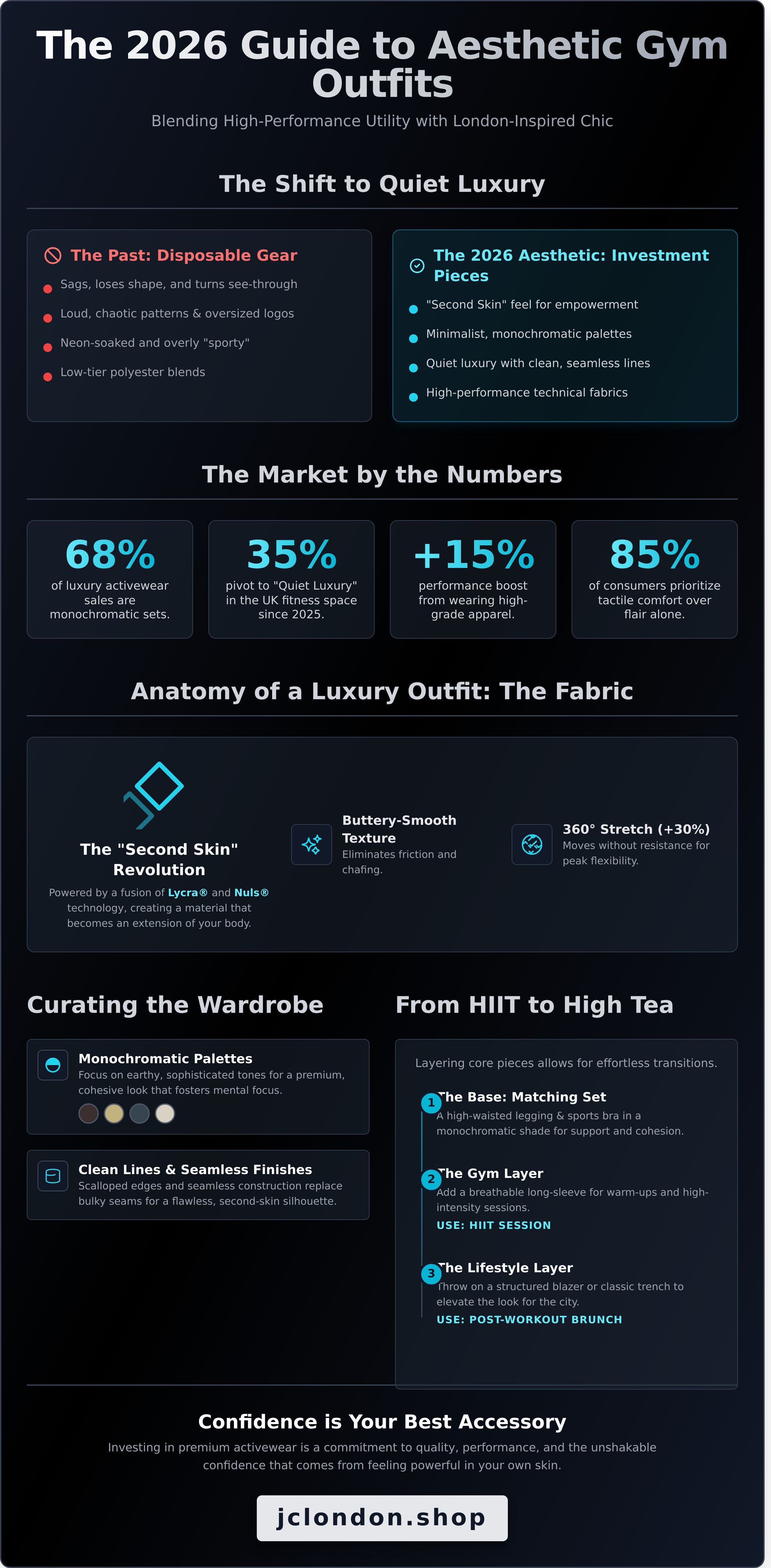 Aesthetic gym outfits infographic - visual guide