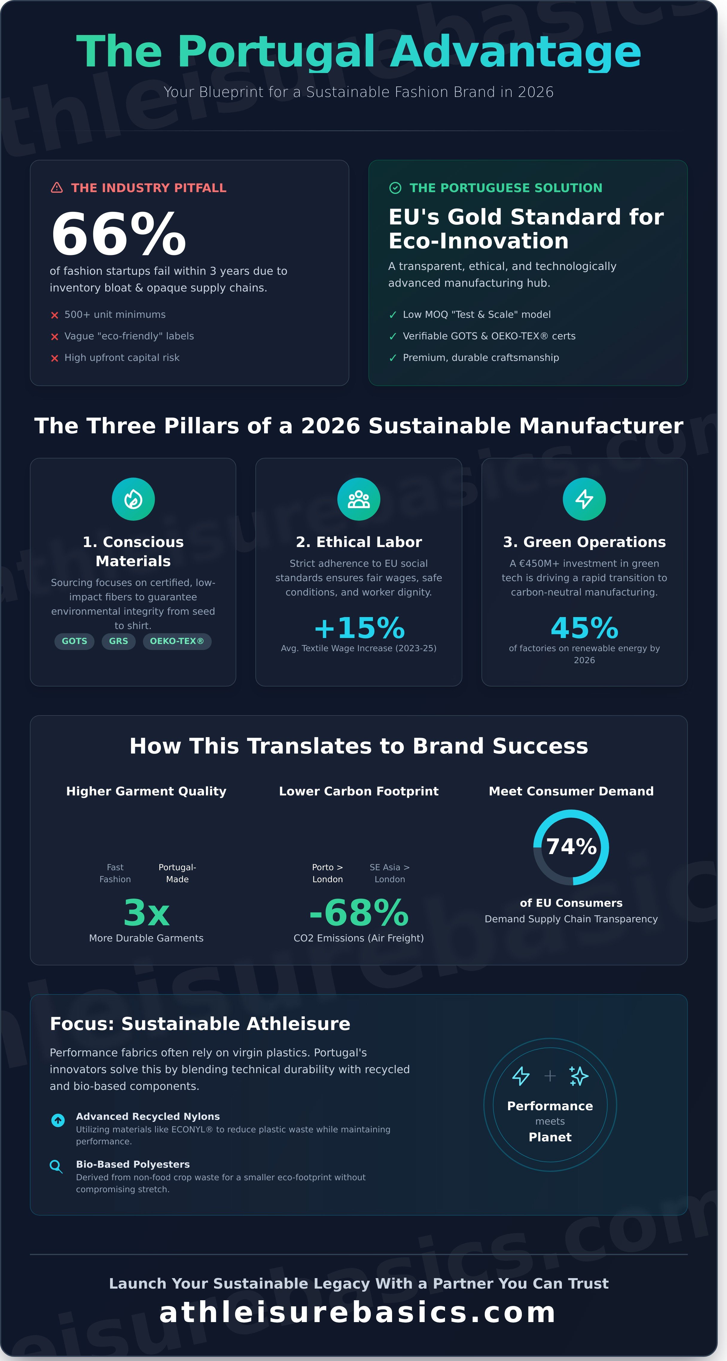 Sustainable clothing manufacturer portugal infographic - visual guide