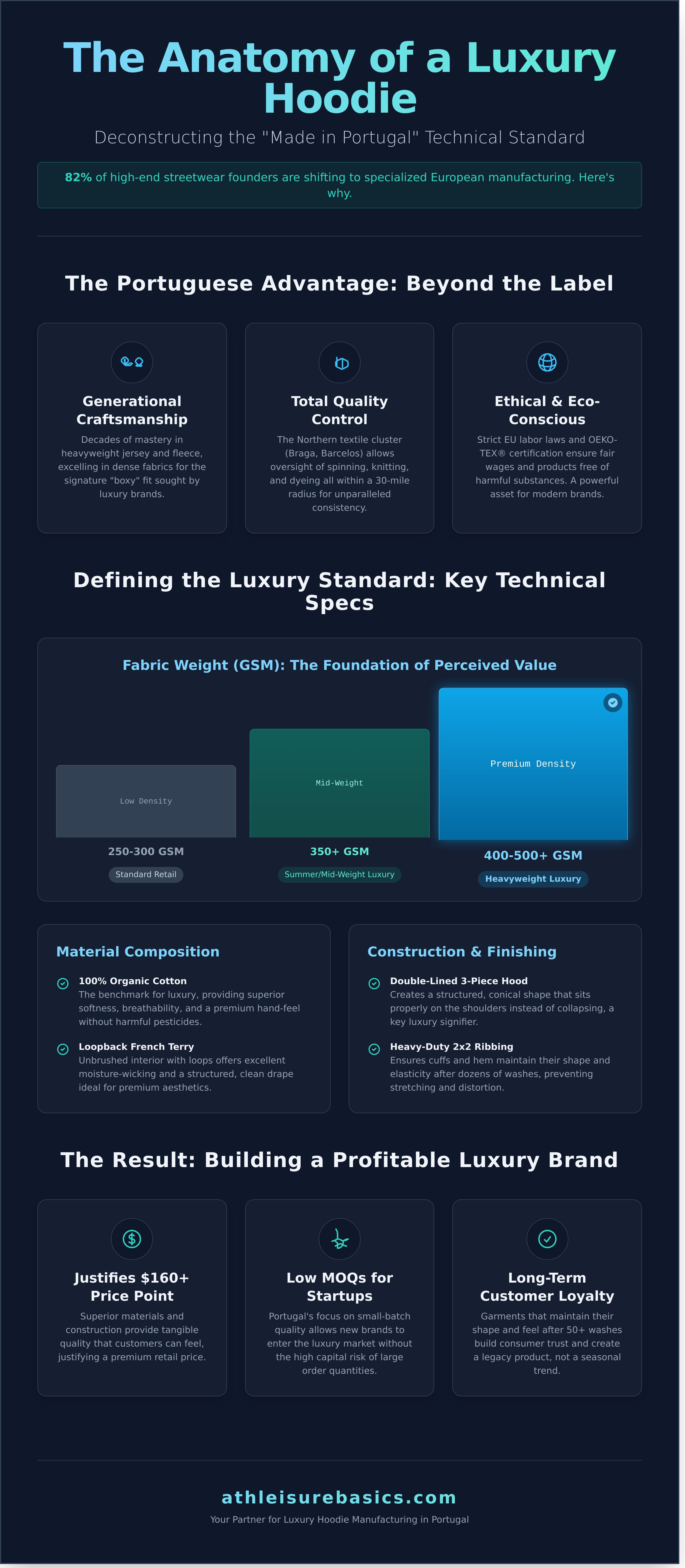 Luxury hoodie manufacturer portugal infographic - visual guide