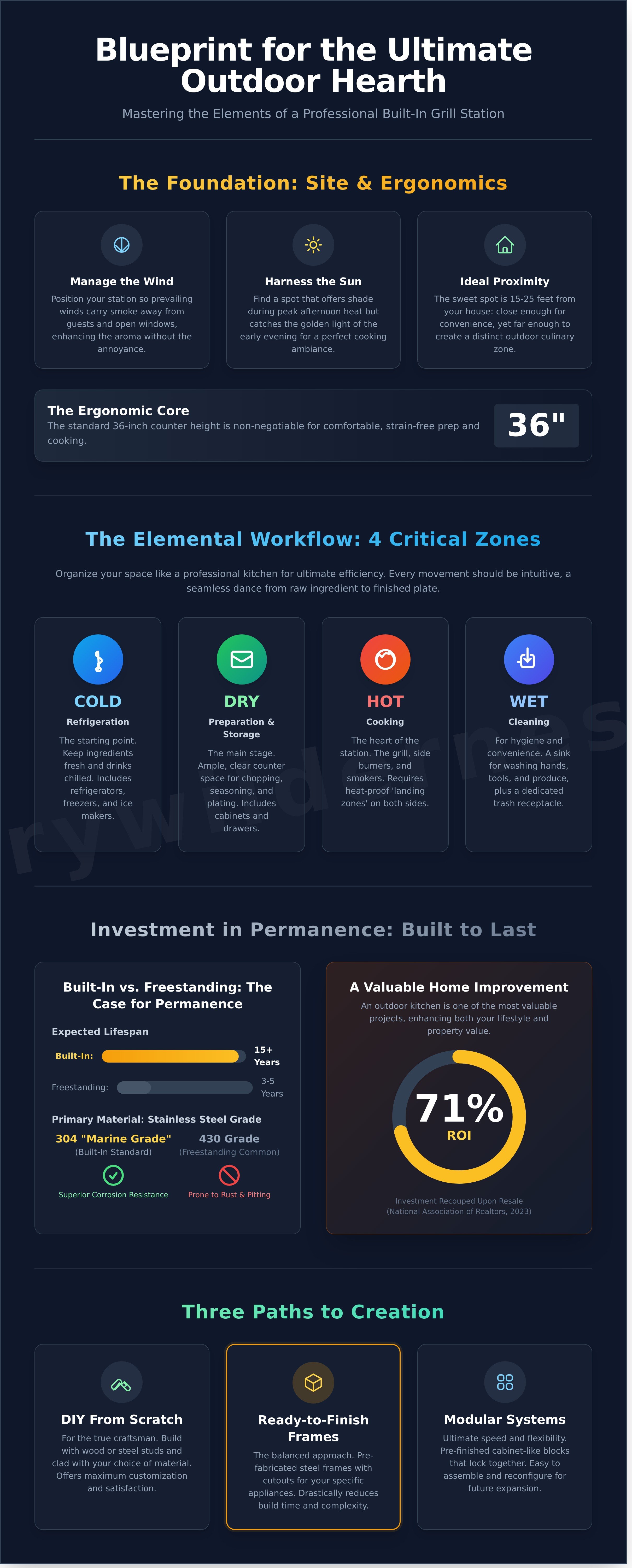 Built-in grill station plans infographic - visual guide
