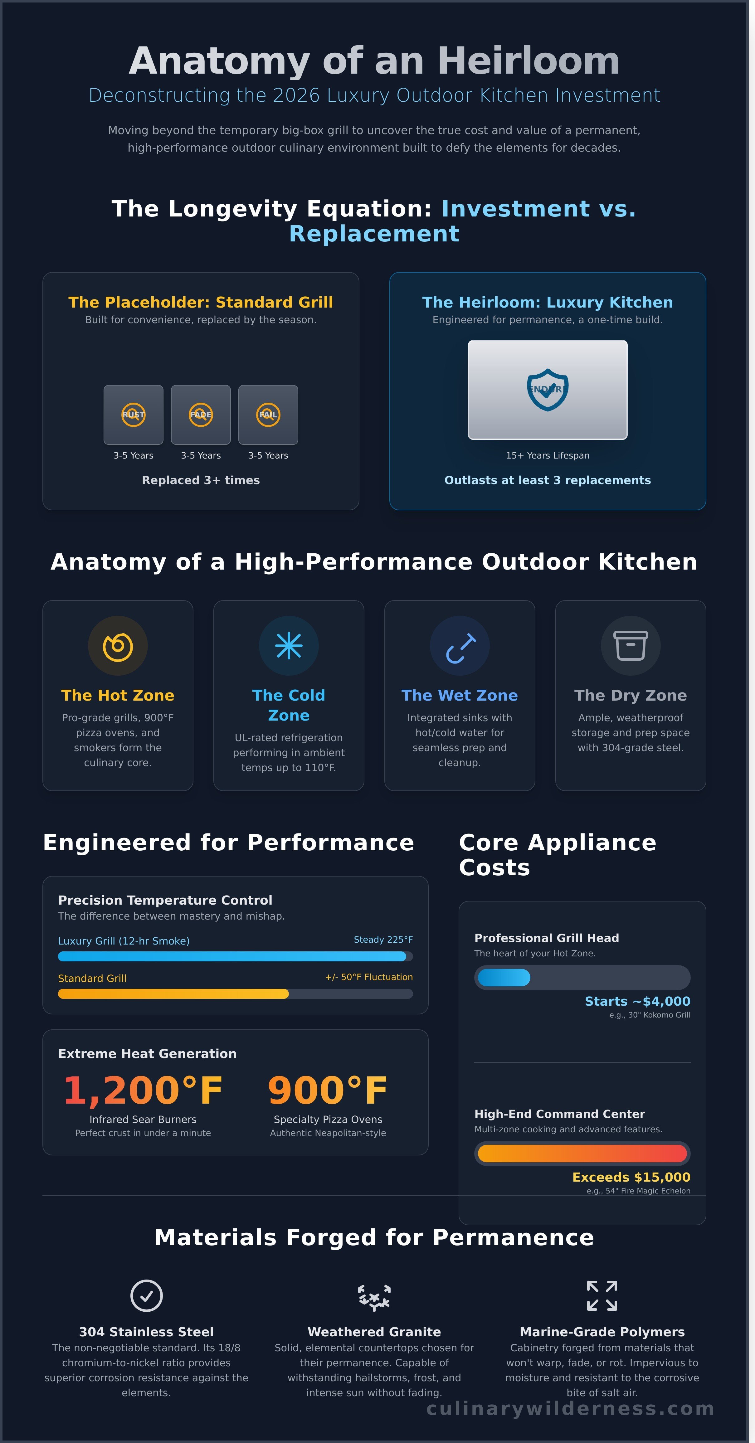 Luxury outdoor kitchen cost infographic - visual guide