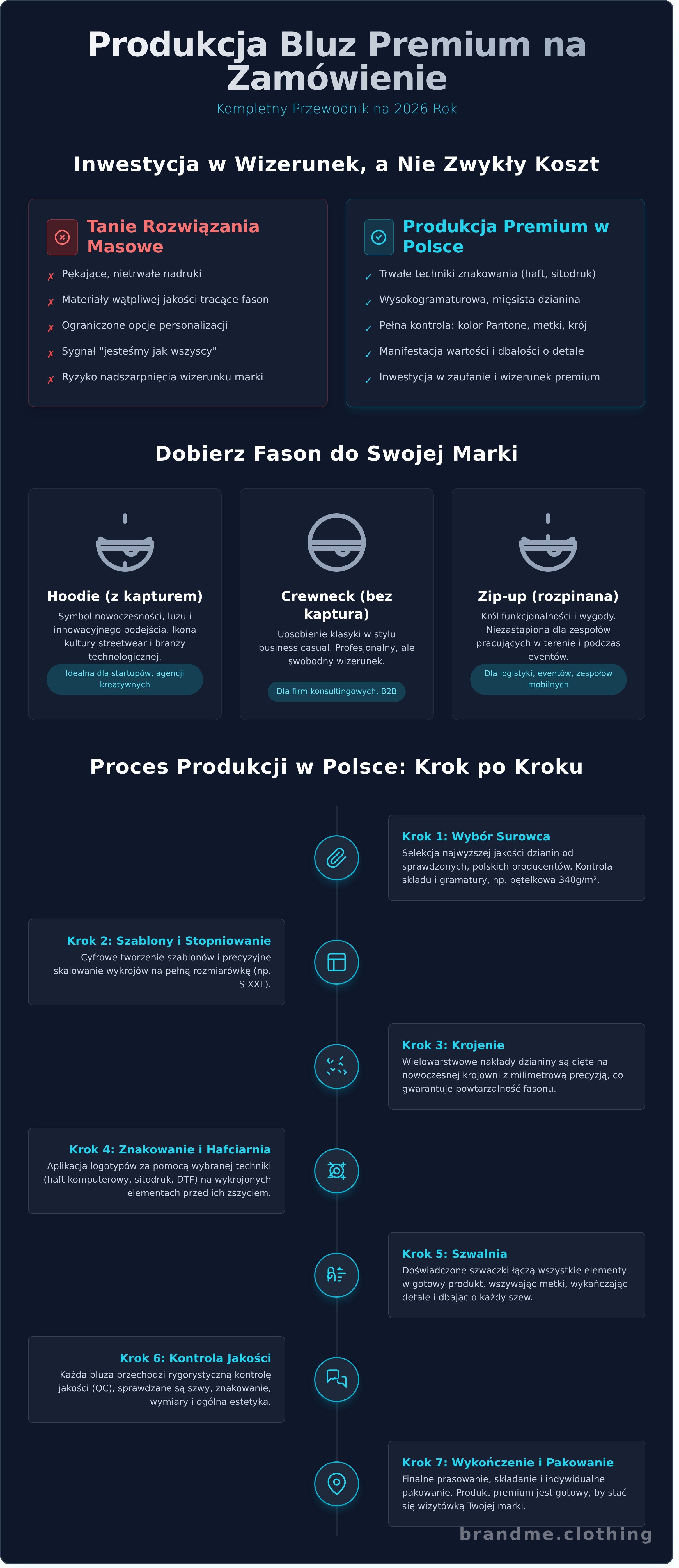 Produkcja bluz na zamówienie infographic - visual guide