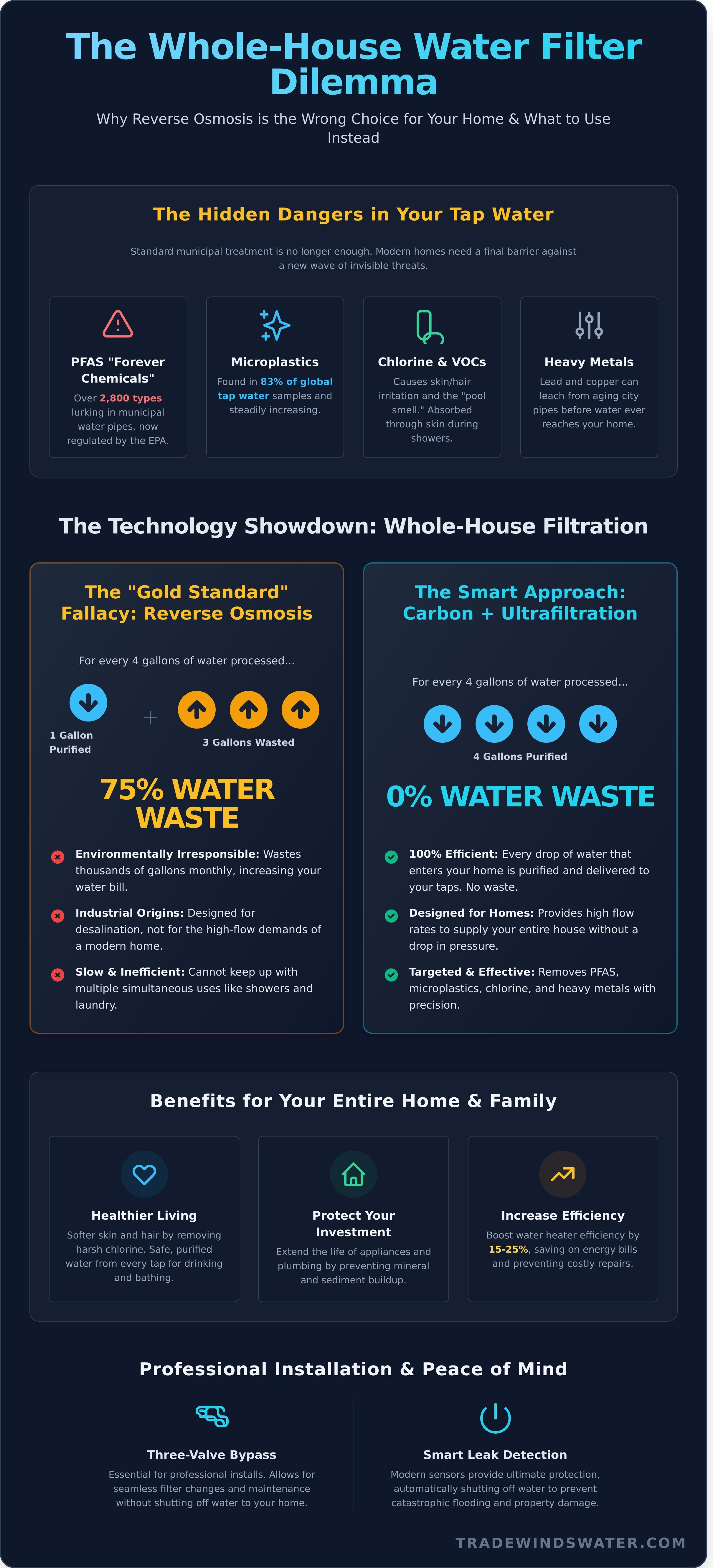 Whole house water filter system installation infographic - visual guide