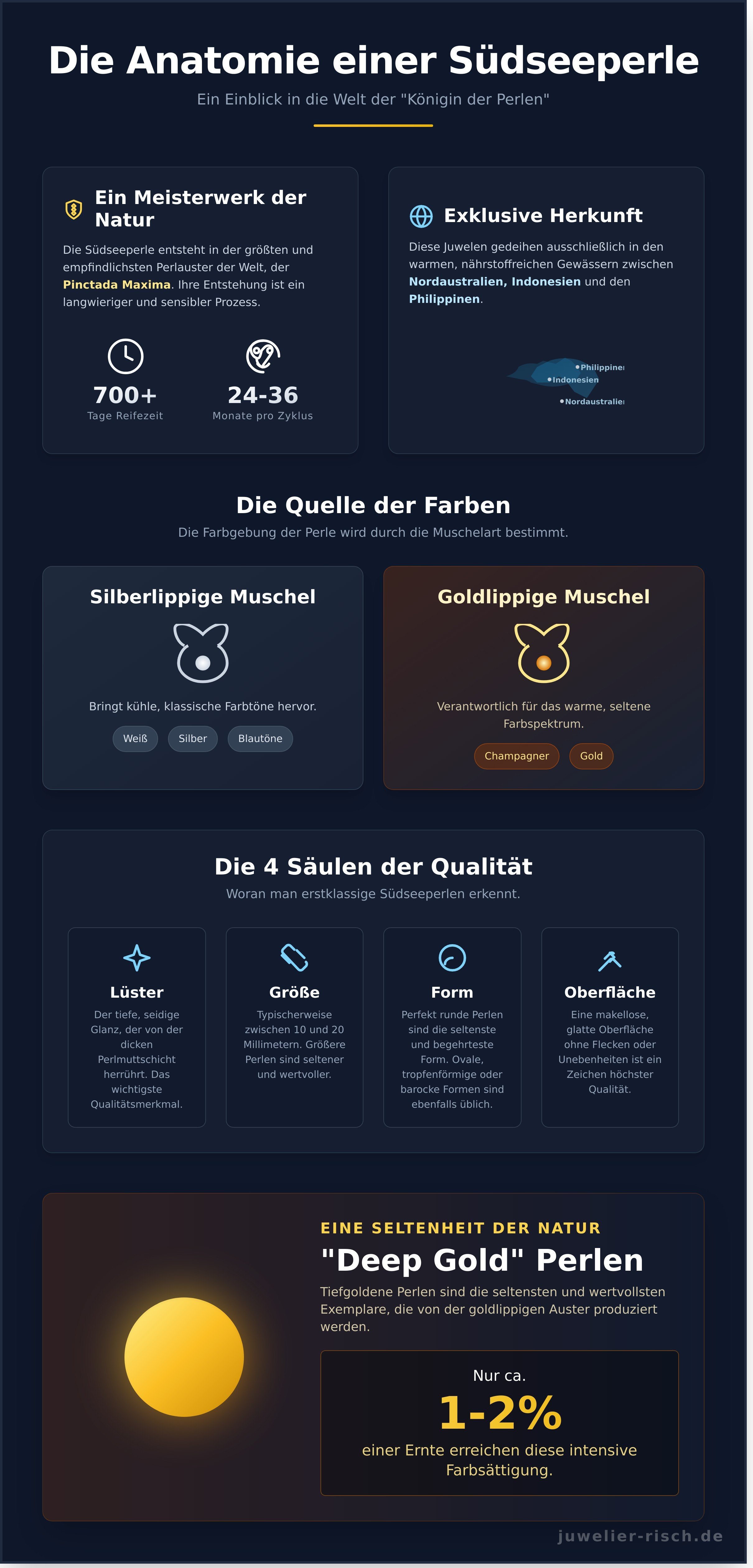 Südseeperlen infographic - visual guide