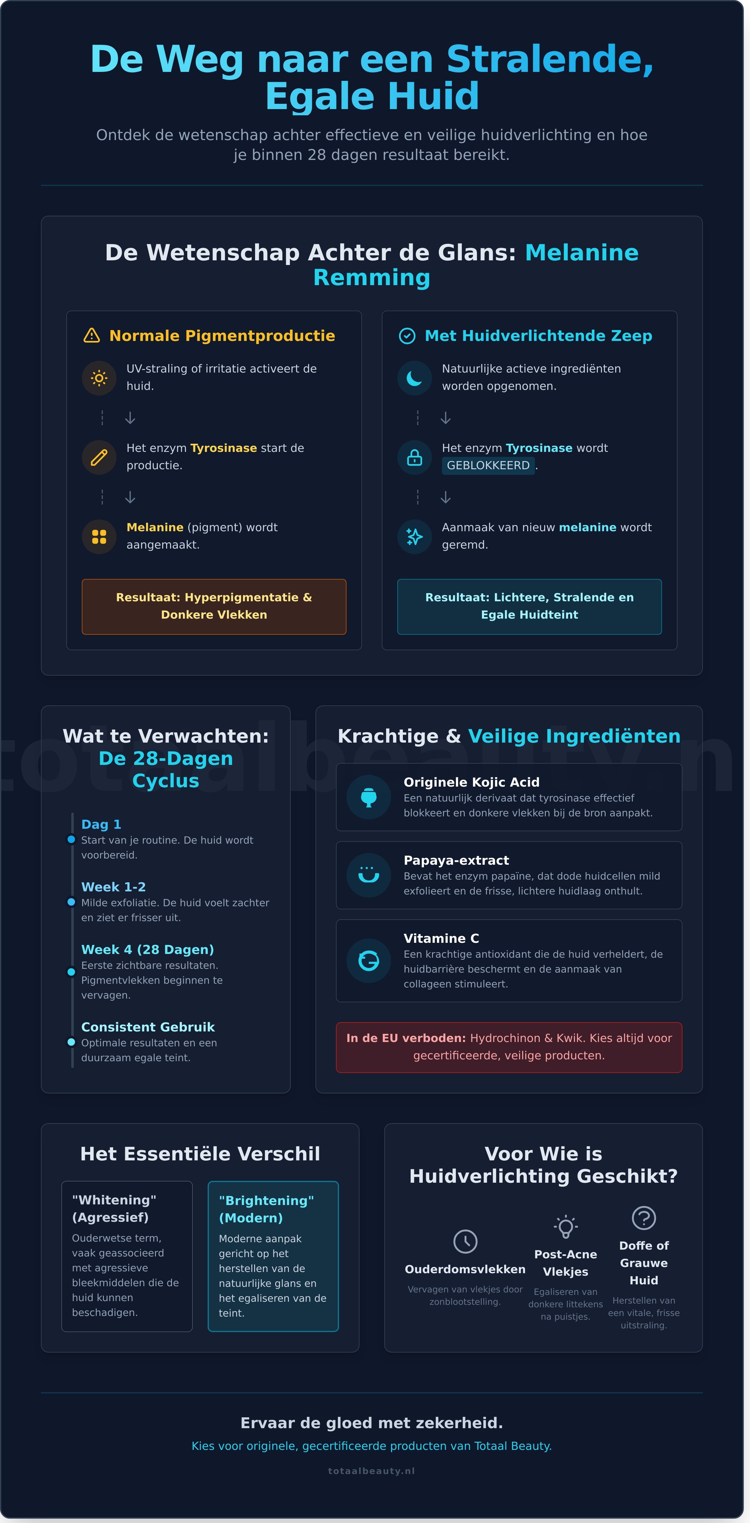 Zeep die huid witter maakt infographic - visual guide