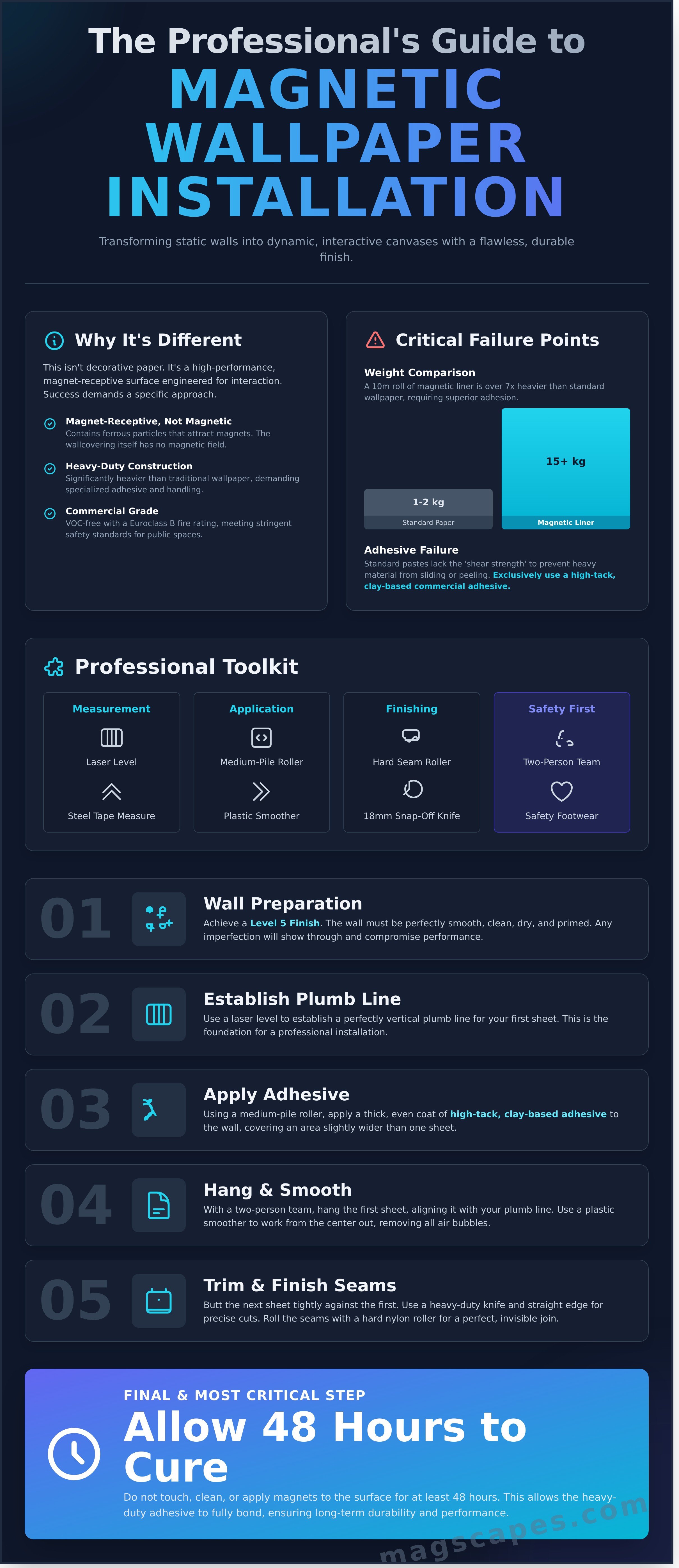How to install magnetic wallpaper infographic - visual guide