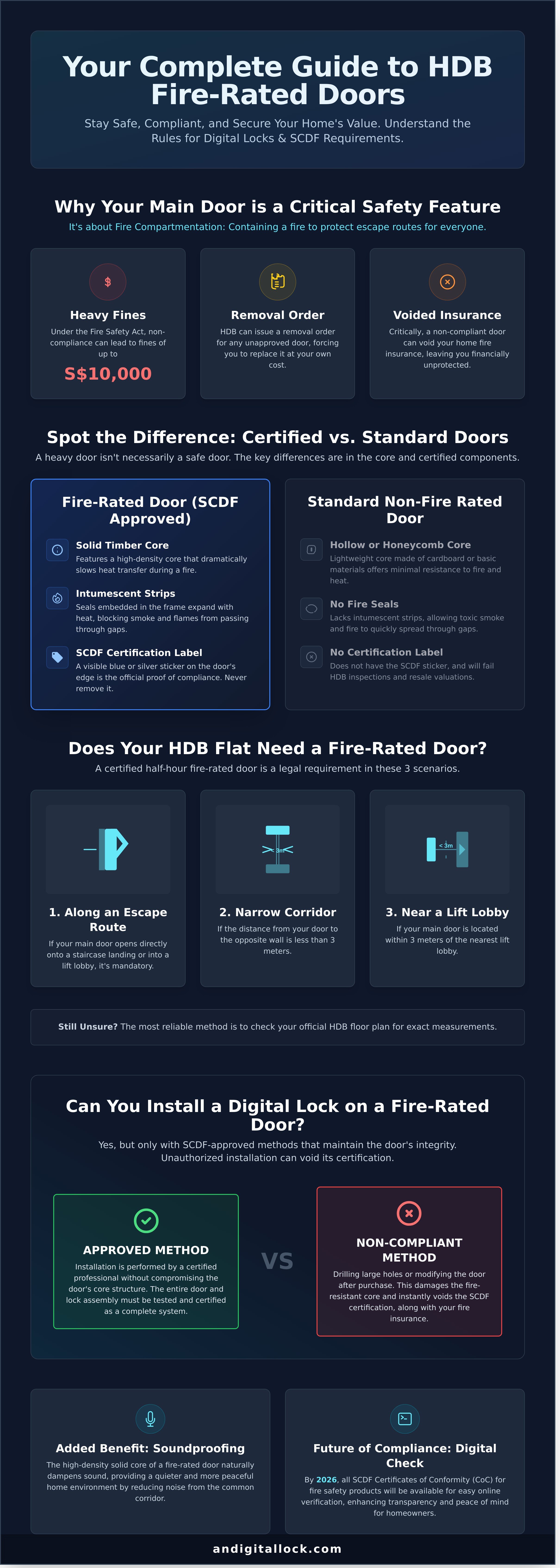 Hdb fire rated door requirements infographic - visual guide