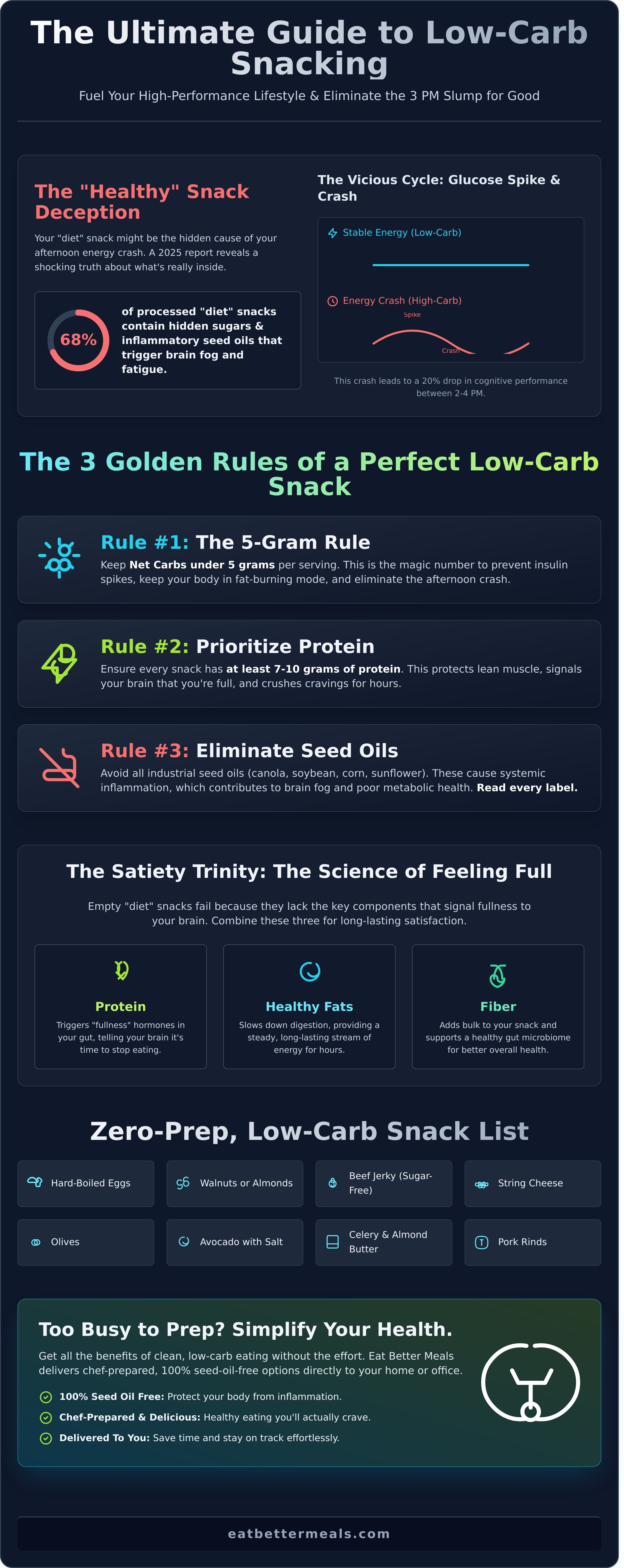 Low carb snacks infographic - visual guide