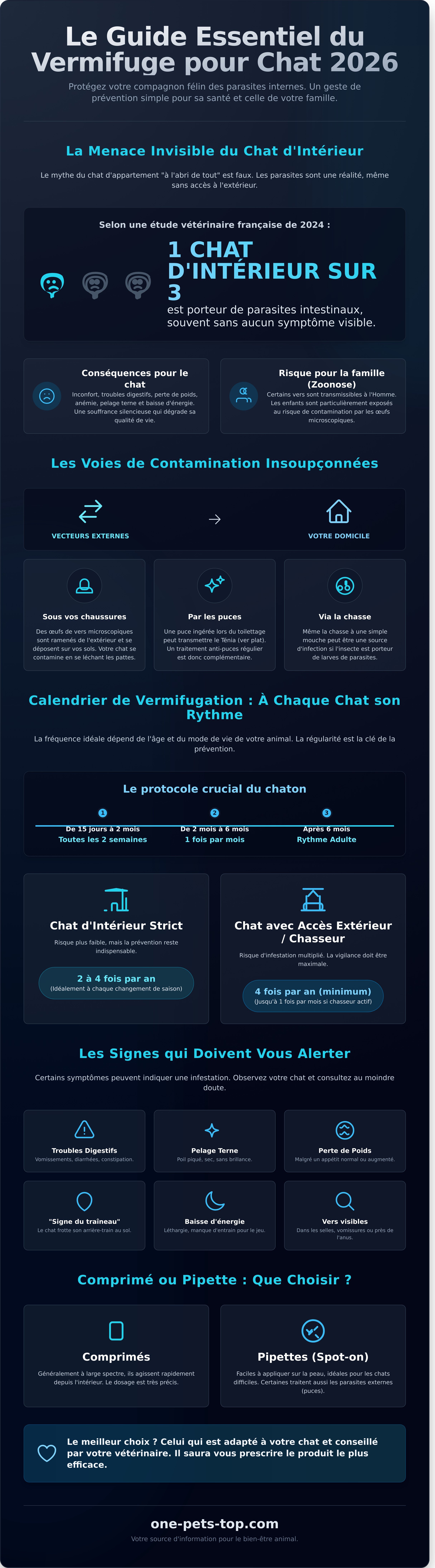 Vermifuge chat infographic - visual guide