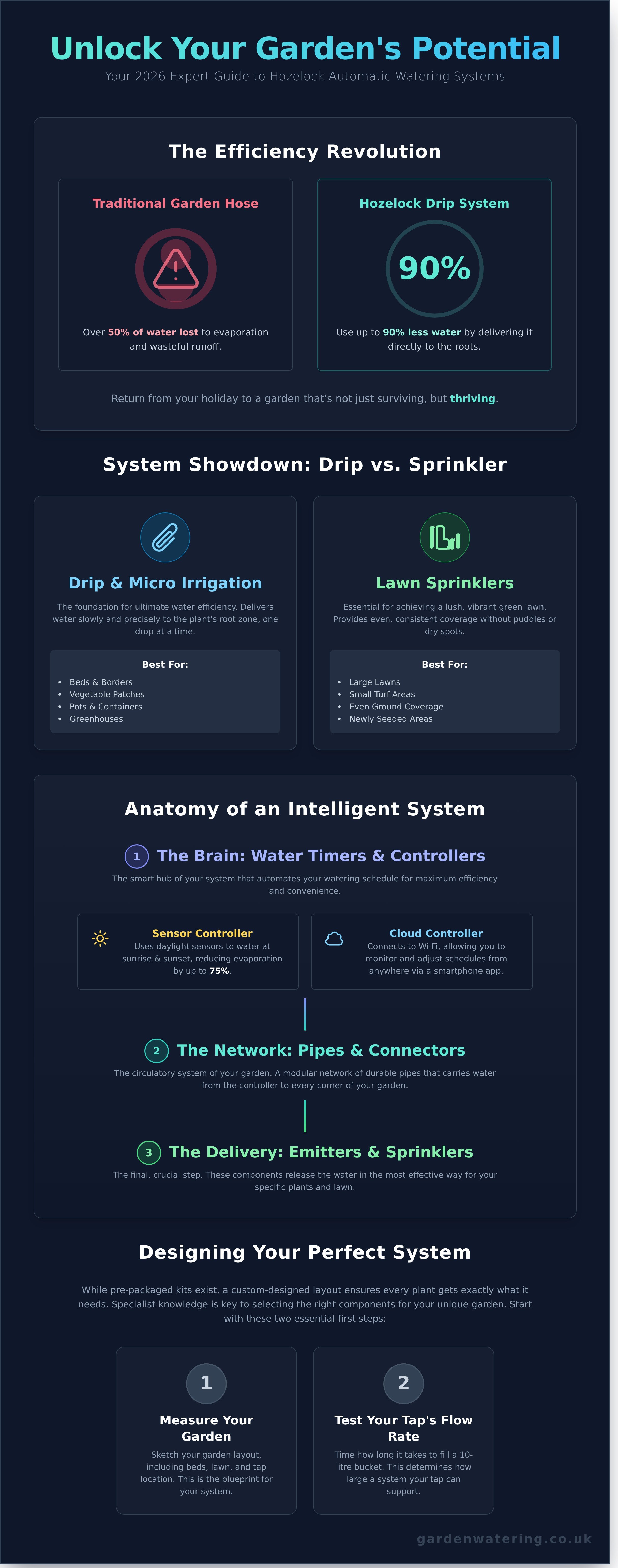 Hozelock watering system infographic - visual guide