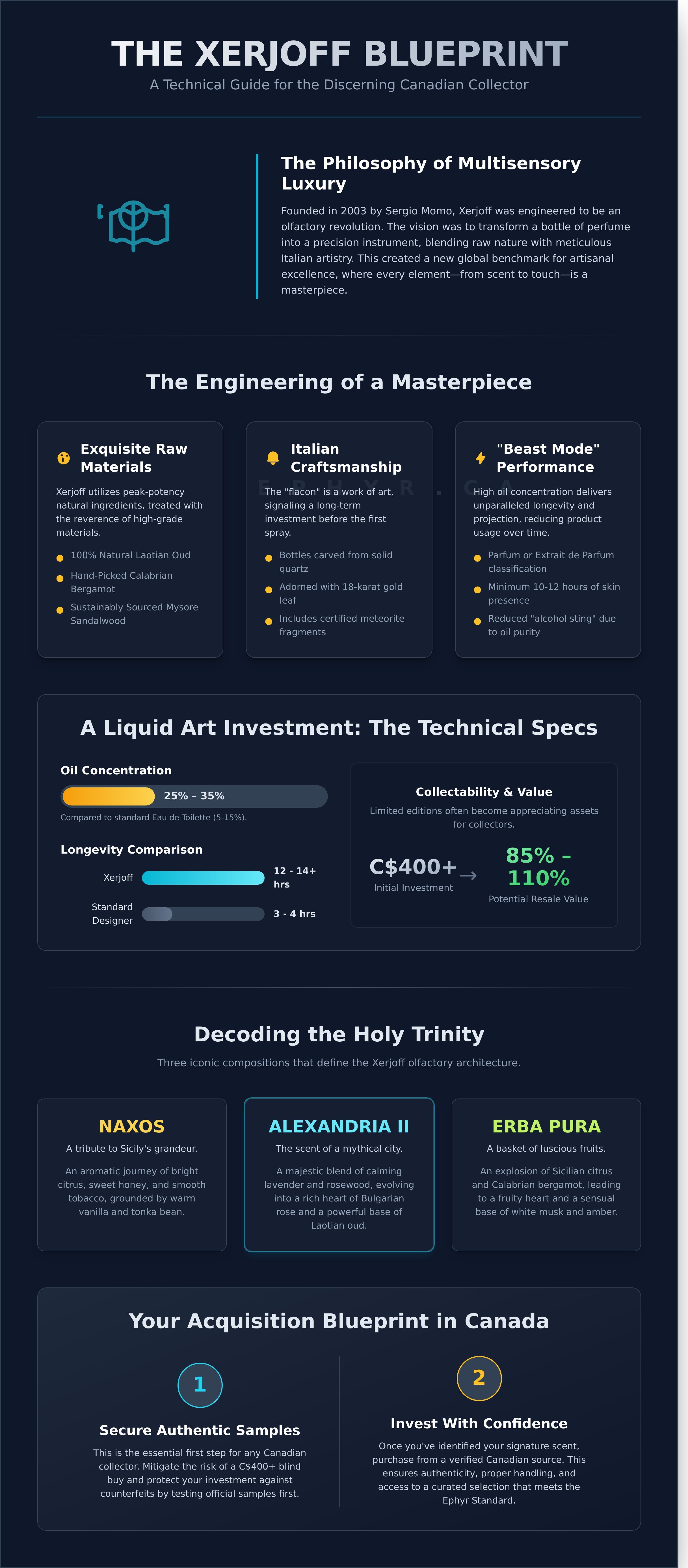Xerjoff perfumes infographic - visual guide