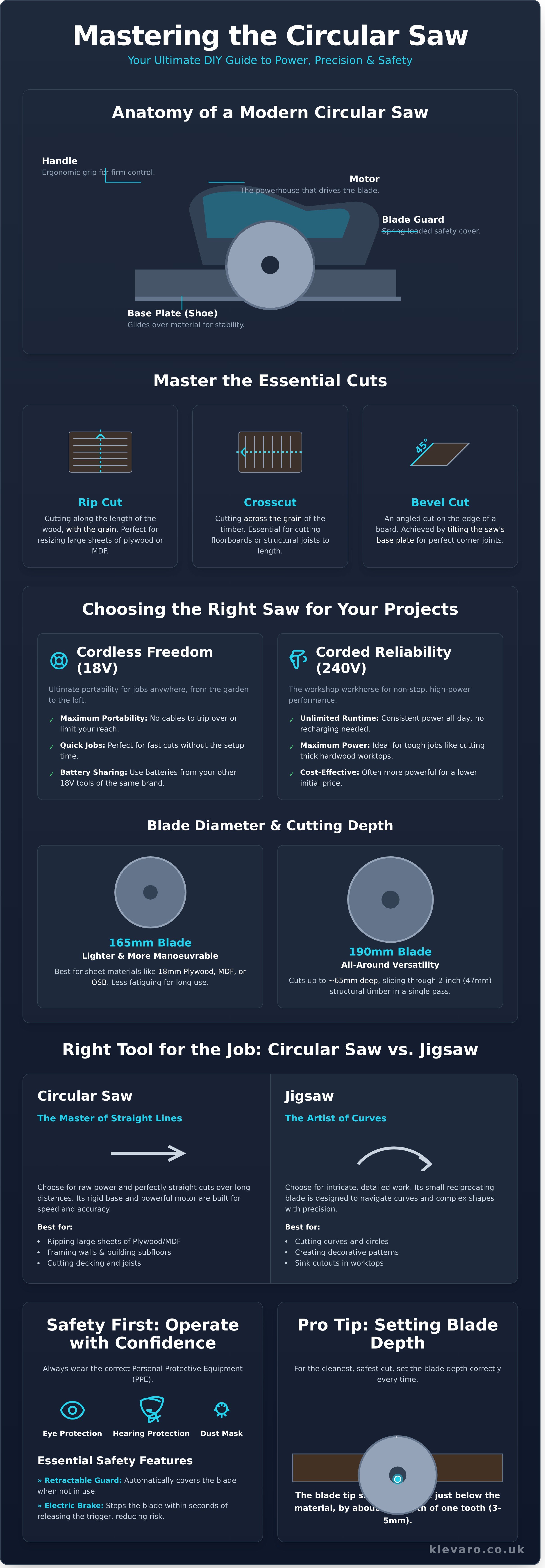 Circular saw infographic - visual guide