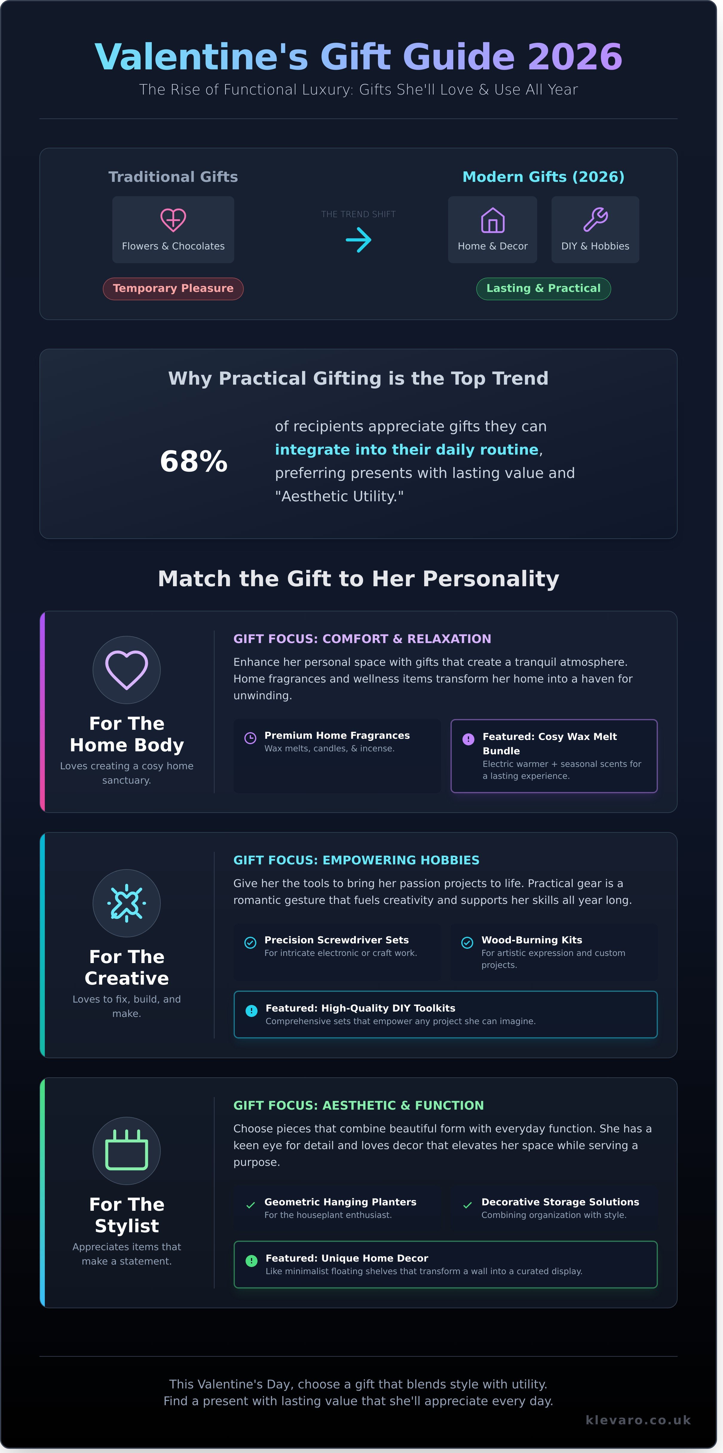 Valentines gifts fir girls infographic - visual guide