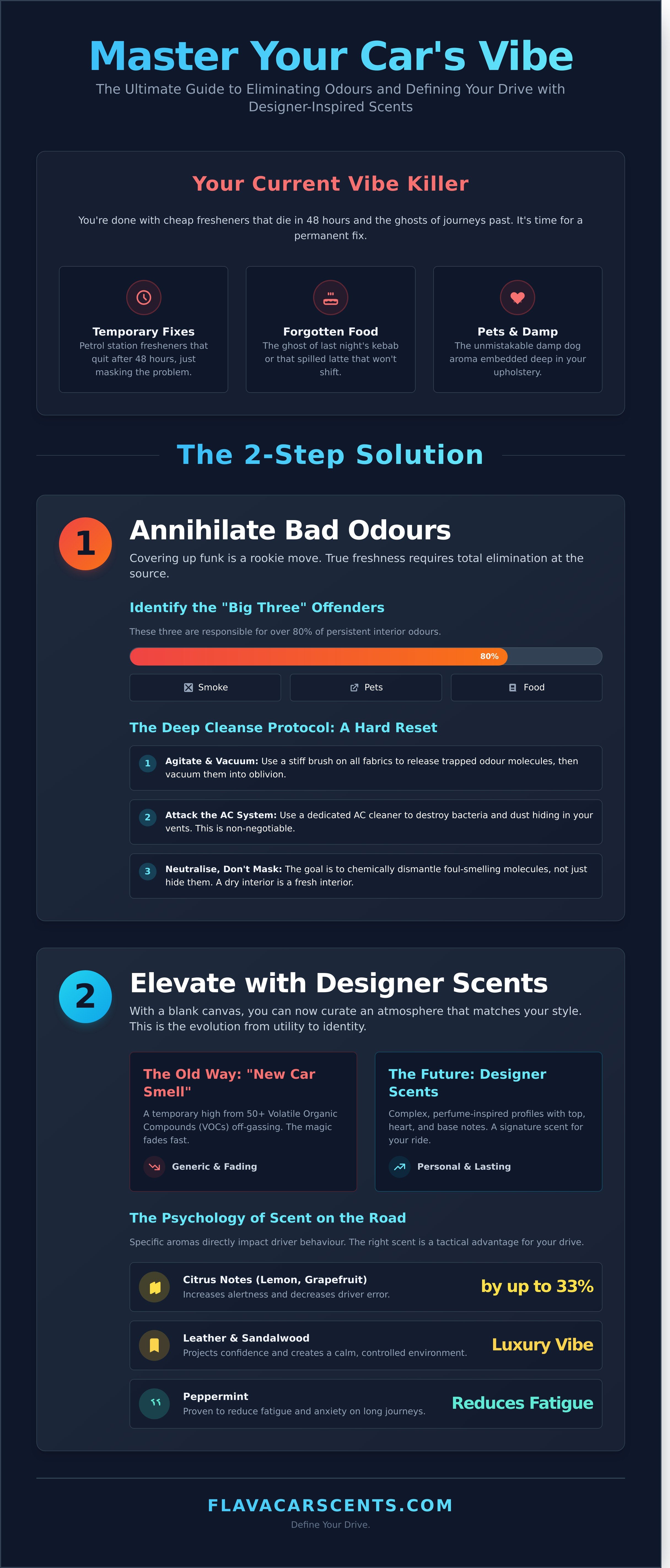 Car smell infographic - visual guide