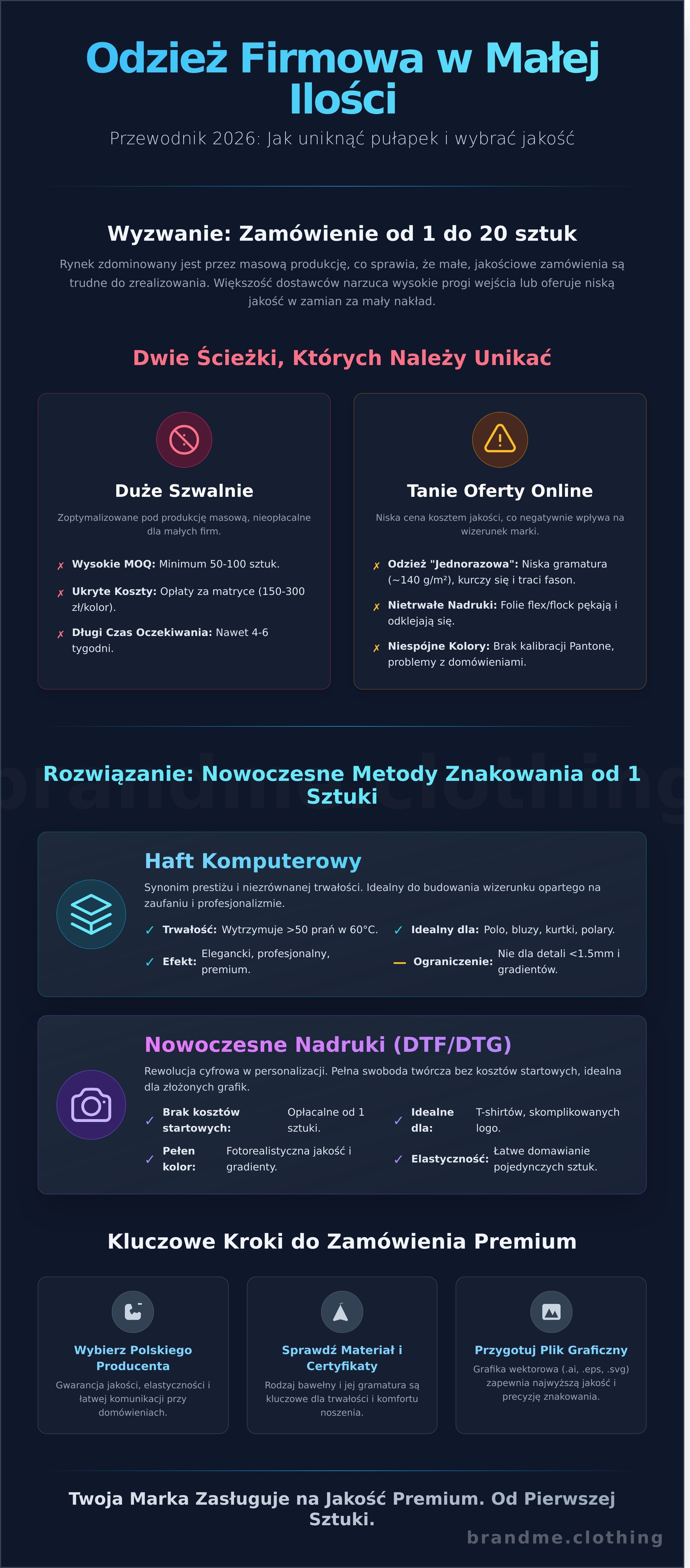 Gdzie zamówić personalizowaną odzież dla firmy w małej ilości infographic - visual guide