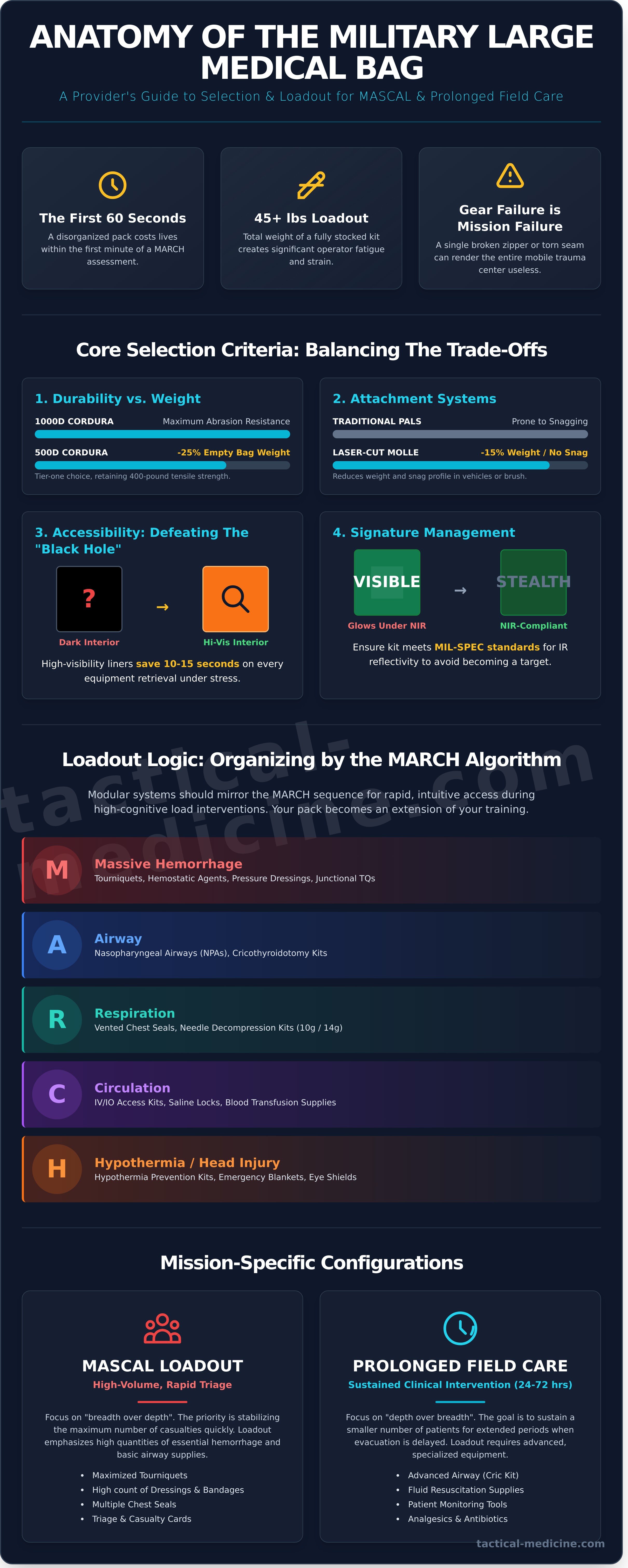 Military large medical bag infographic - visual guide